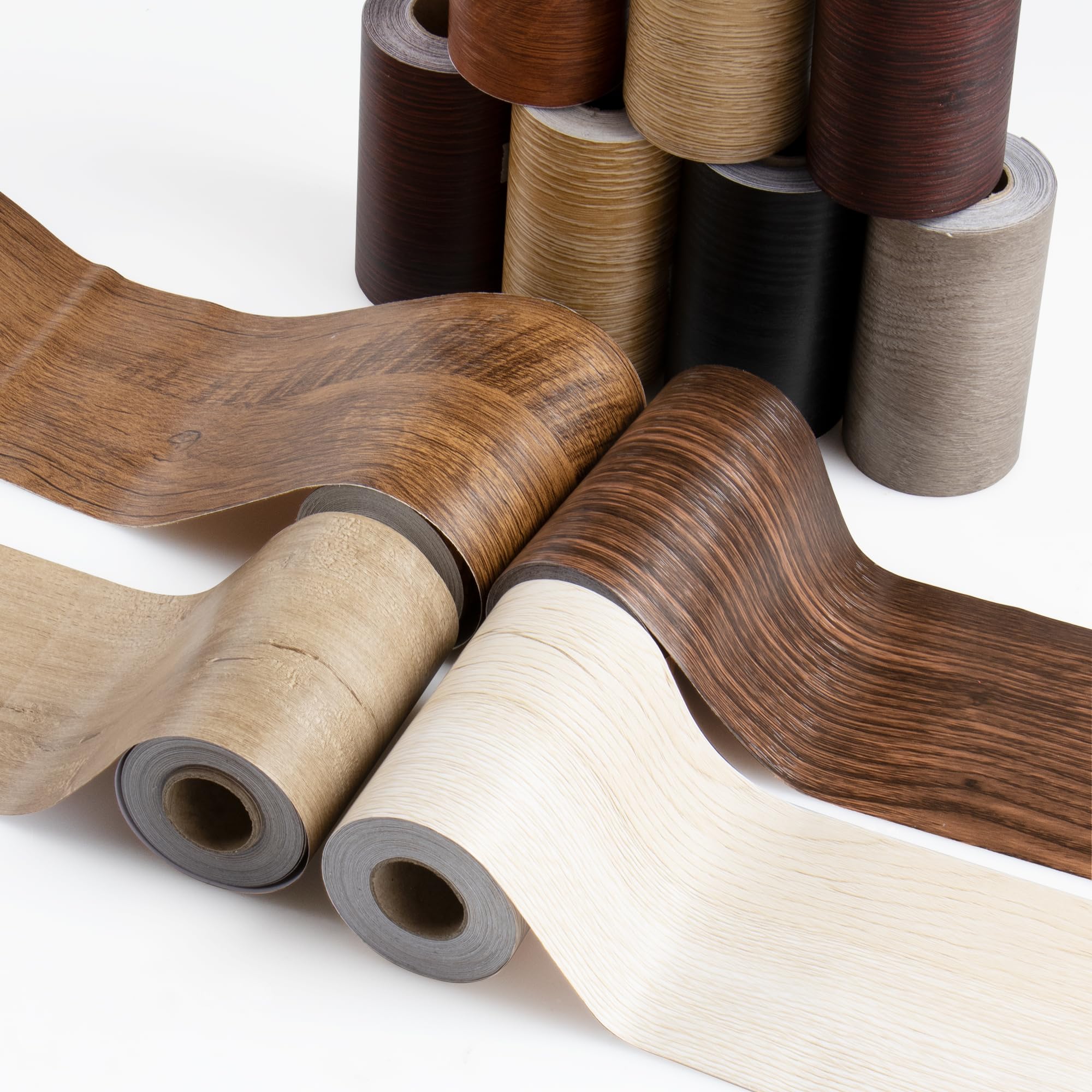 JUNART Nastro per riparazione venature del legno (10cm × 1000cm), nastro per riparazione impermeabile per tavoli, battiscopa, finestre e pavimenti con raschietto in plastica(rovere caffè)