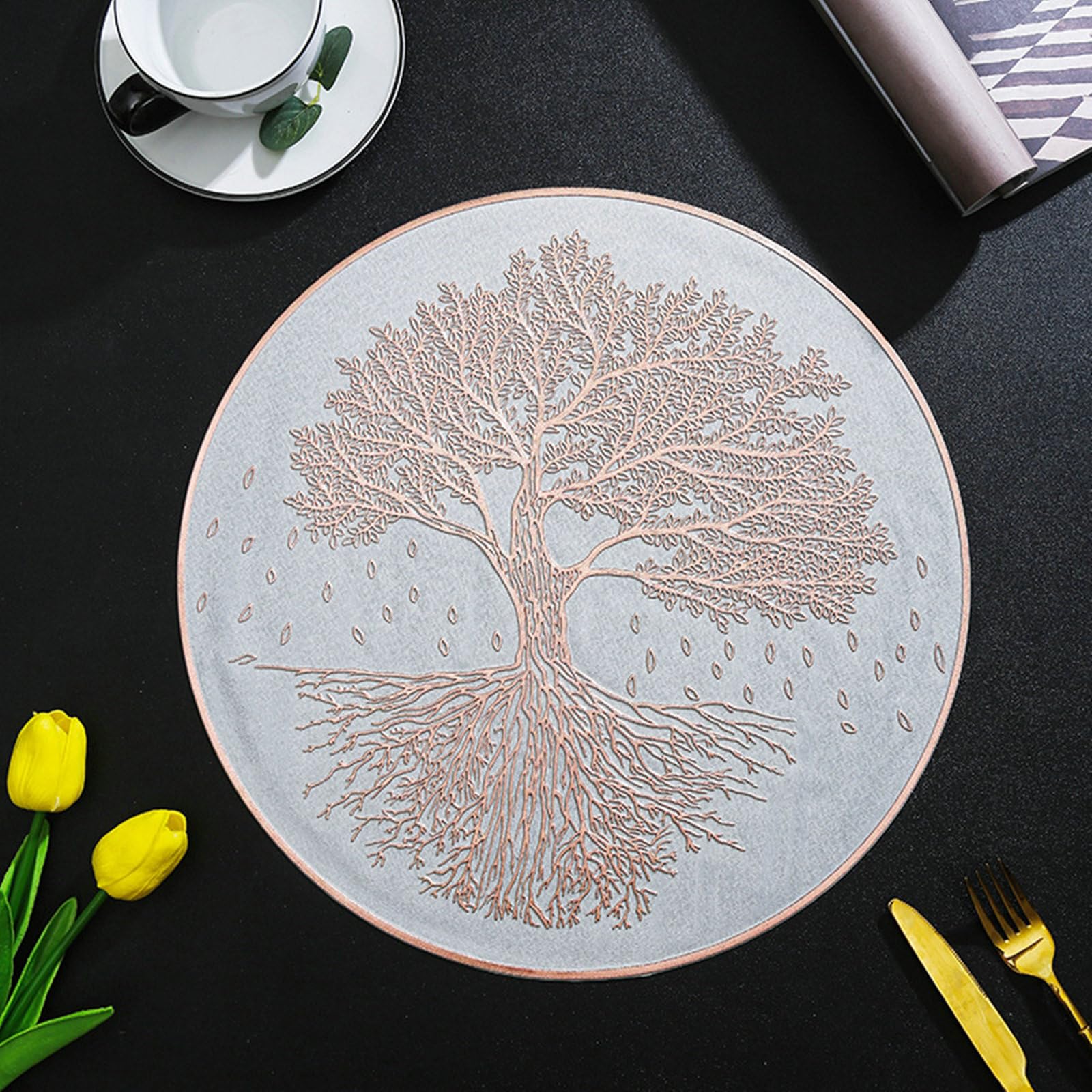 Set de Table Rond Daesar Motif Arbre pour Vos Dîners de Fête et Repas en Famille
