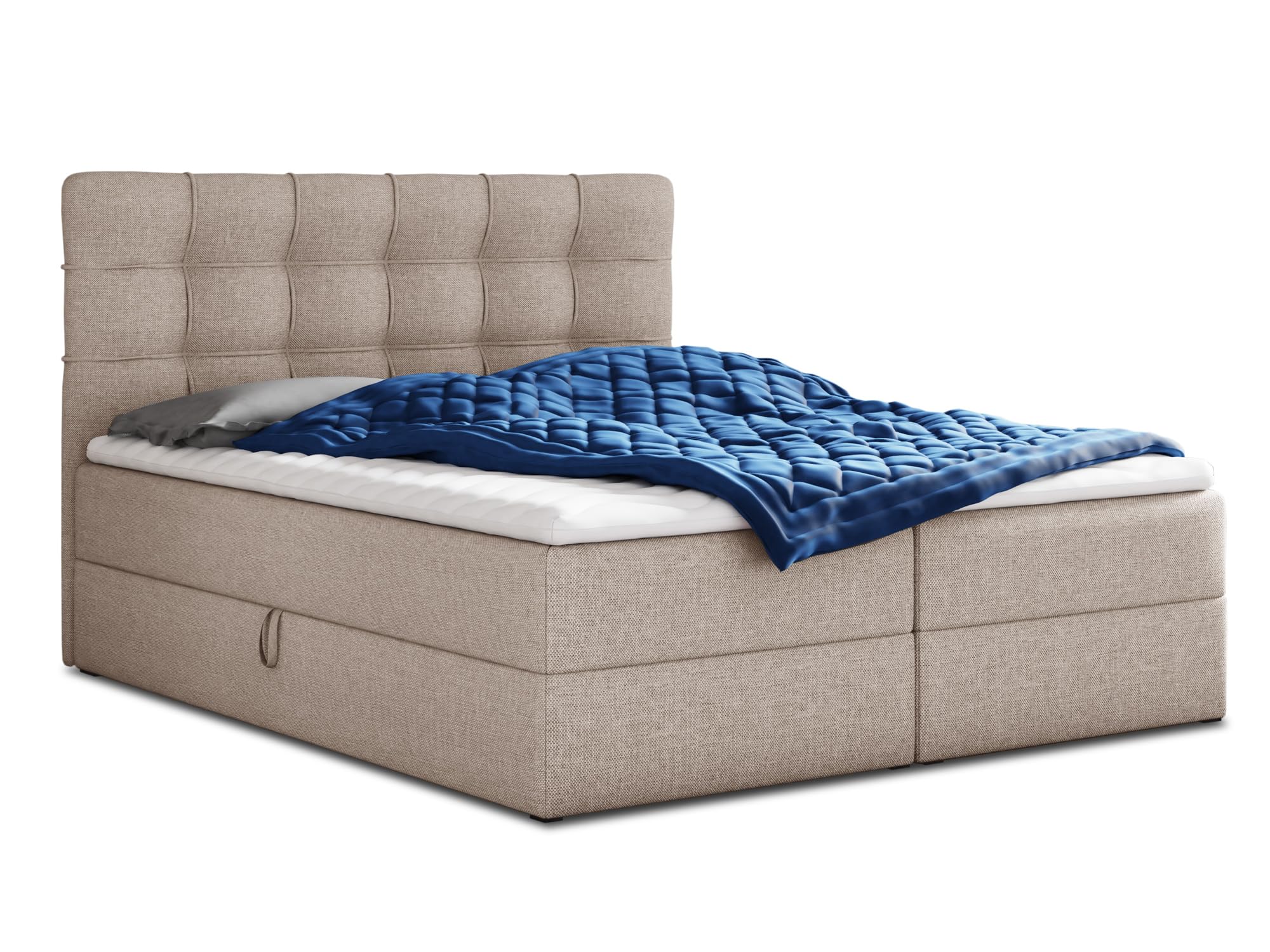 Best Boxspringbett Boxspringbett – Beige Inari 22, 140 x 200 cm, mit 2 Bettkästen