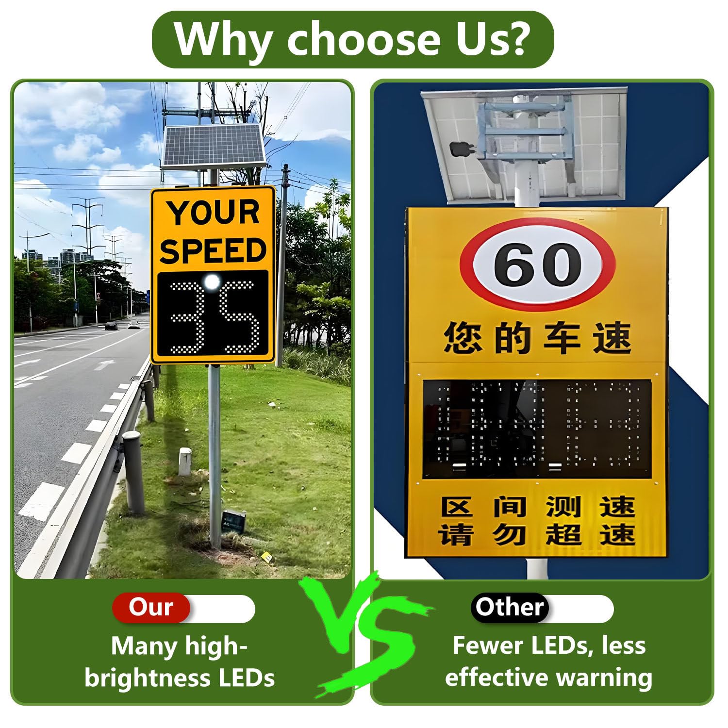 Señal de velocidad con radar, pantalla LED de velocidad alimentada por energía solar para zonas escolares, 500 mm x 700 mm, solución para el control de la seguridad vial.