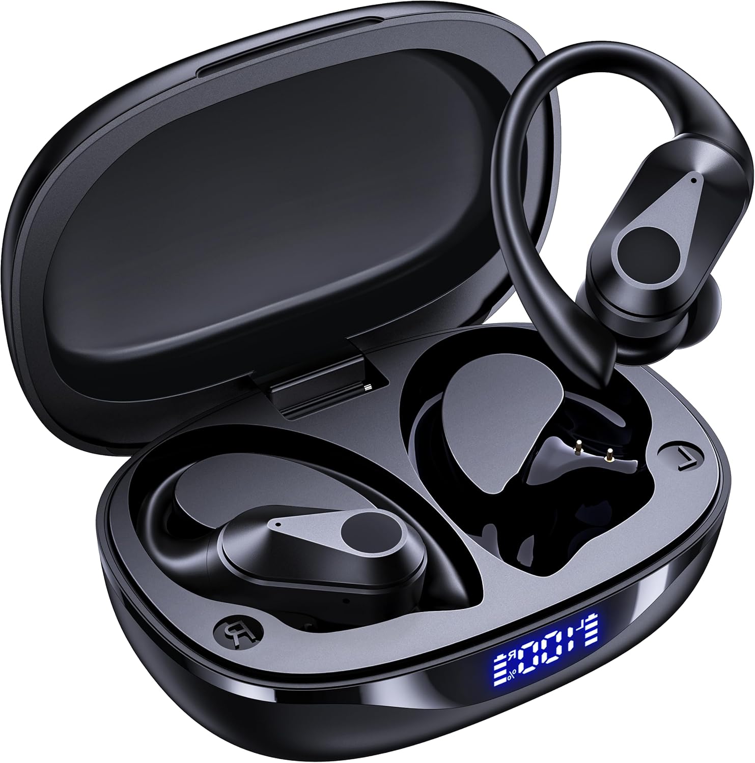 Bluetooth Headphones Wireless Earbuds 90Hrs Playtime Ear Buds IPX7 Waterproof Sports Earphones with Wireless Charging Case & Over-Ear Earhooks LED Power Display Stereo Bass Headset Black Bluetooth Headphones Wireless Earbuds 90Hrs Playtime Ear Buds IPX7 Waterproof Sports Earphones with Wireless Charging Case & Over-Ear Earhooks LED Power Display Stereo Bass Headset Black