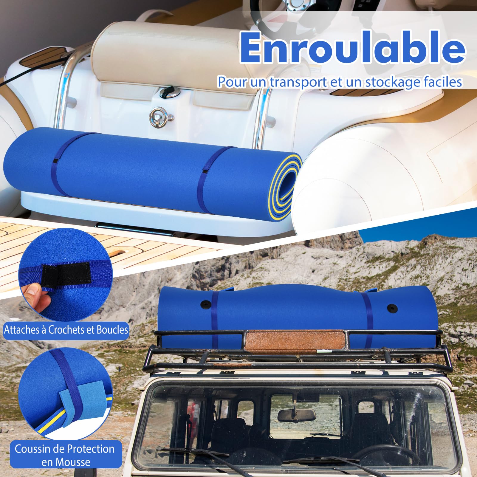GYMAX Tapis Flottant en Mousse XPE, Matelas d'eau (Bleu)
