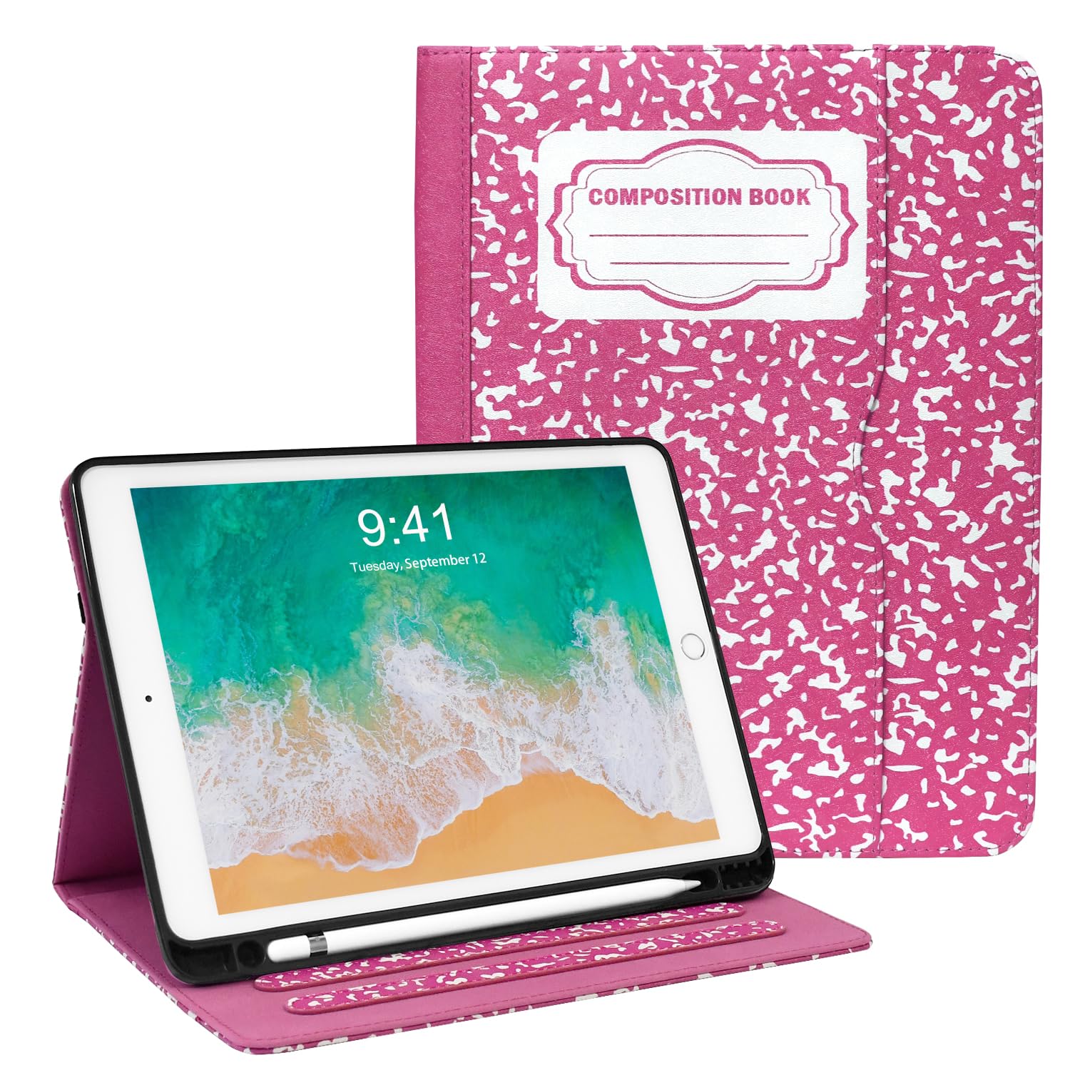 Zonefoker for iPad 6th 5th Generation Cases 2018 2017, iPad Air 2 Case 2014, iPad Air 2013, iPad Pro 9.7 inch Case 2016 with Pencil Holder, Leather