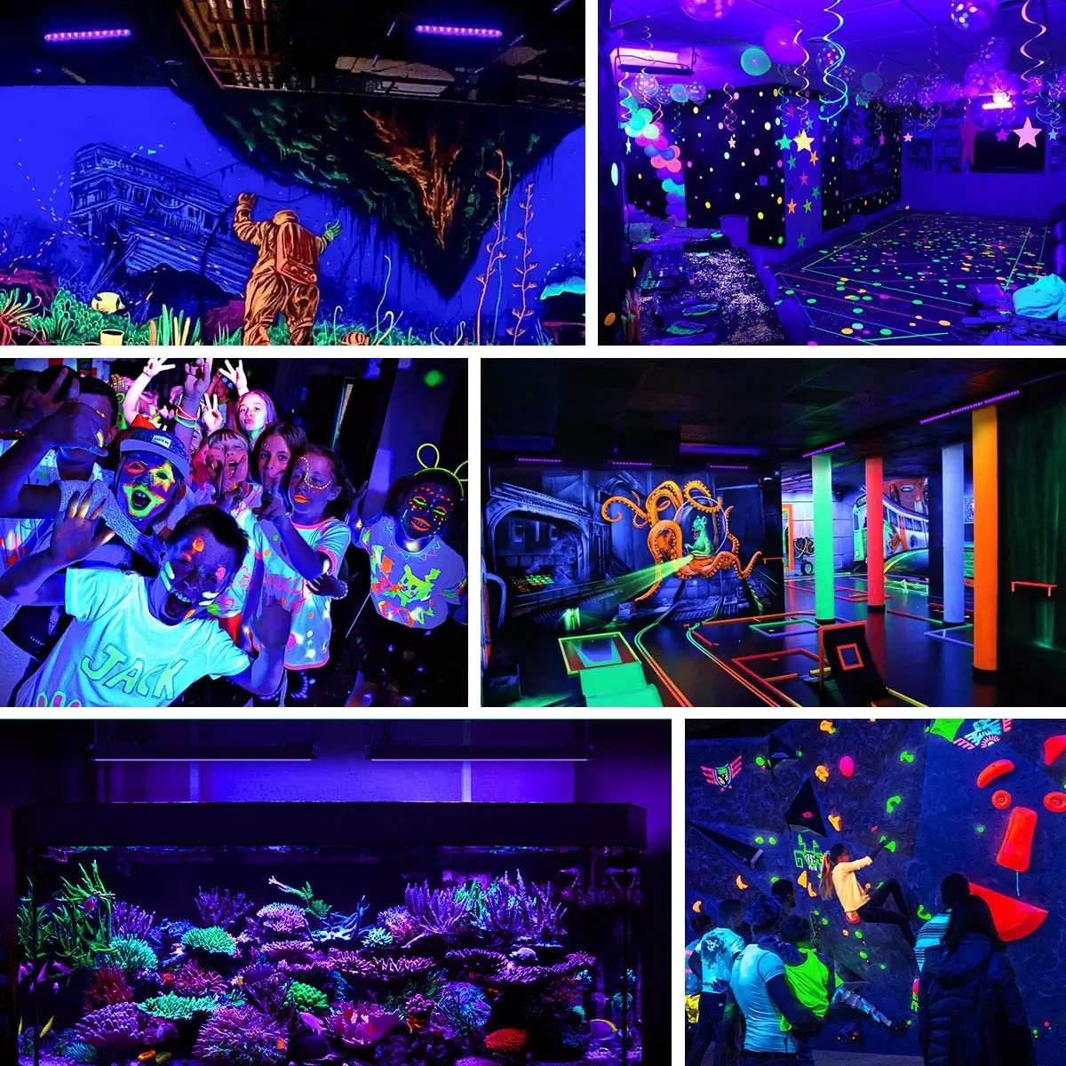 YANYCN 4er Pack 100W LED Schwarzlicht Blacklight Flutlicht mit Stecker und Schalter, 120VAC IP66 Wasserdichtes Schwarzlicht für Halloween Party Leuchten im Dunkeln Bühnenlicht Körperfarbe Neon