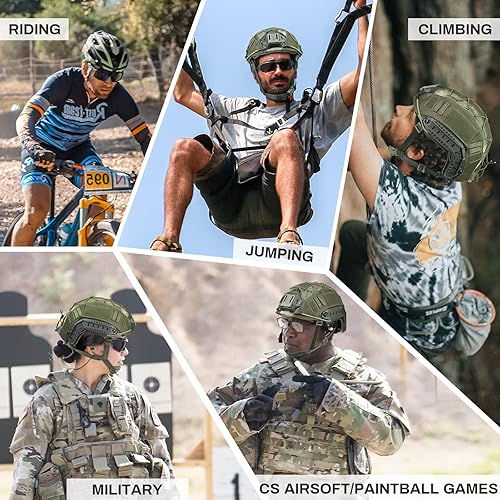 Miniatura 7 de TacSnake Casco táctico Airsoft Paintball rápido con cubierta de casco, PJ tipo táctico multifuncional protector NVG Mount para Multicam deportes