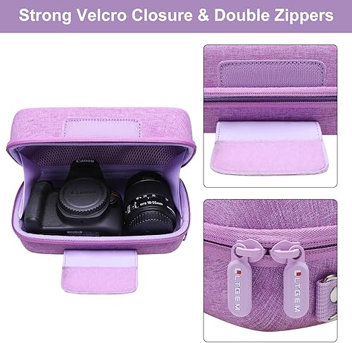 Miniatura 6 de LTGEM Estuche para Cámara Canon EOS Rebel T7  R50  R100  R50 V  T6  R8  R10  RP  SL3  R5  T100 DSLR SLR Cámara y Lente 18-55mm18-45mm con Correa