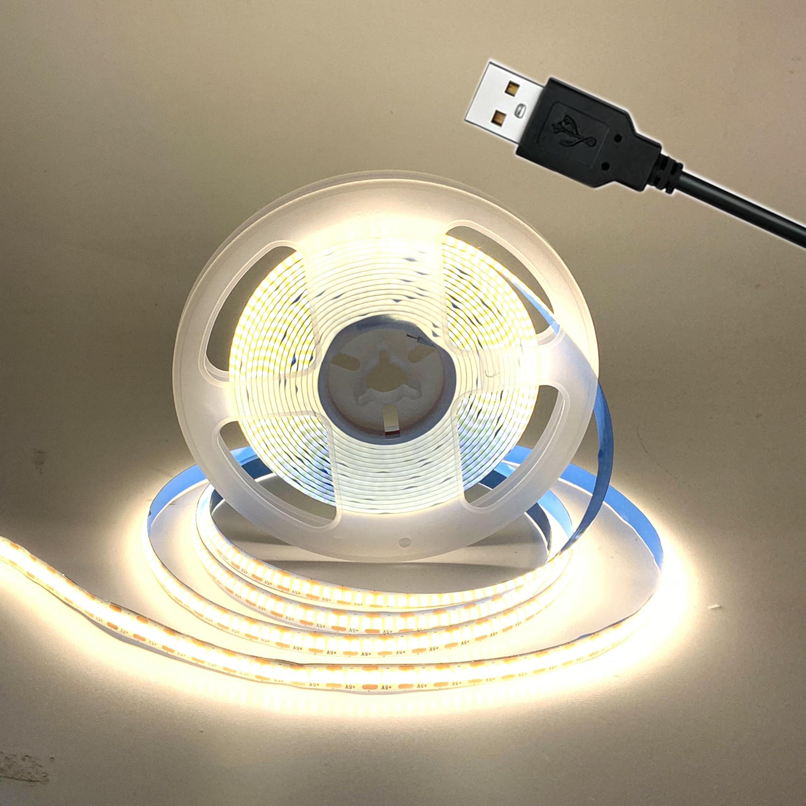 TOPXCDZ 5V USB COB LED Strip Lights for TV USB Powered LED Tape Lights Natural White COB Flexible Light TV Led Backlight for Bedroom Kitchen,DIY Lighting Room Decor (Natural White 4000k, 1M)