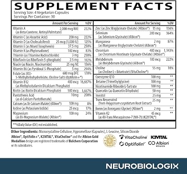 Neurobiologix Longevity Multi Multivitamin, NR & CoQ10, 120 Capsules