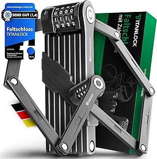 TITANLOCK Bicycle Lock Folding Lock Anti-Theft [Individual Pin] Combination Lock Quick + Easy Assembly Rustproof Security Level 10/10
