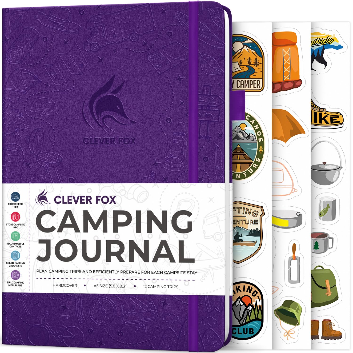 Clever Fox Camping Journal – Camper Log Book & RV Trip Planner – Outdoor Camp Journal & Adventure Travel Notebook – 12 Trips Total, 8 Pages per Trip –