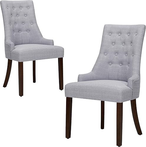 Miniatura 13 de COLAMY Juego de 4 sillas tapizadas de comedor con respaldo, sillas laterales de tela para comedor con botón acolchado, sillas para sala de estar