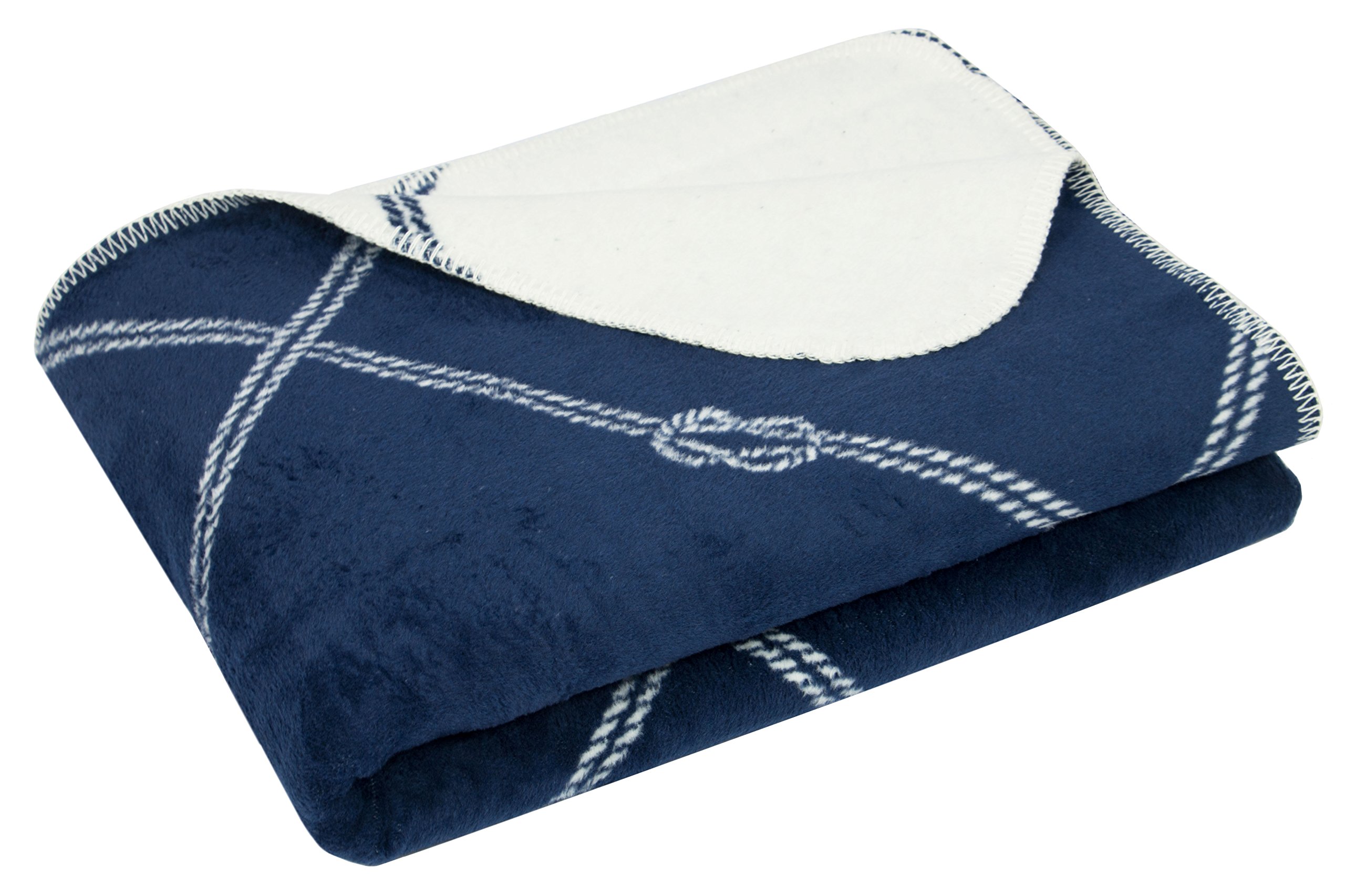 ZOLLNER Manta Grande para Cama y sofá 150x200 cm, 60% algodón, azúl Blanco