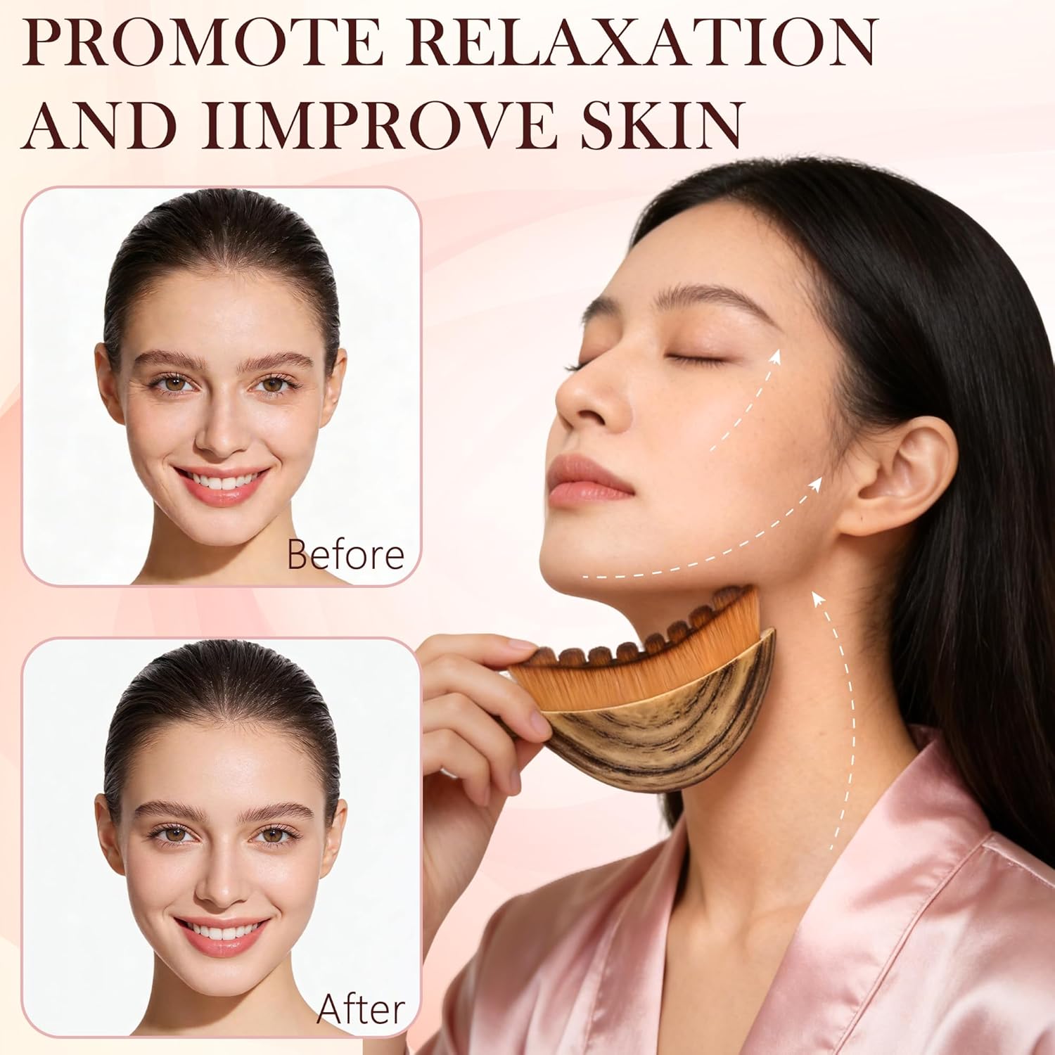 Lymphatic Contour Face Brush, Gua Sha Lymphatic Drainage Massager for Reducing Puffiness & Promoting Circulation, Ergonomic Dry Brushing Face Brush for Face, Chin & Jawline Sculpting - Image 6