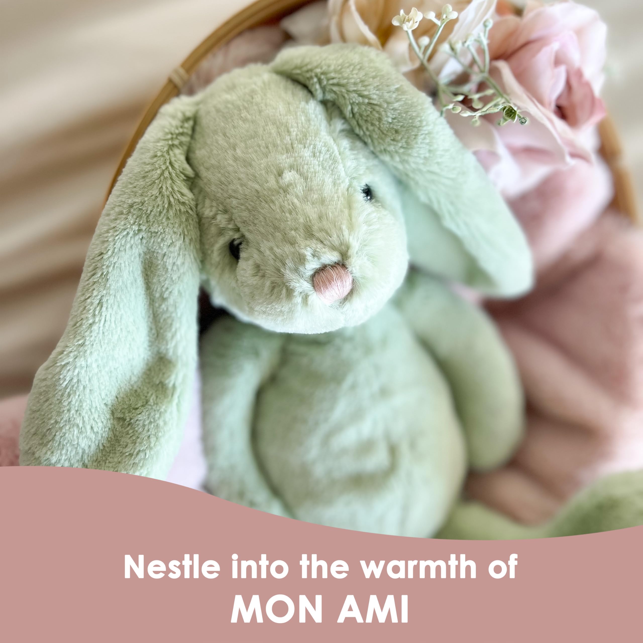 MON AMI Chloe The Bunny 13-Inch Stuffed Rabbit for Boys & Girls, Green, 12 inches - Image 4