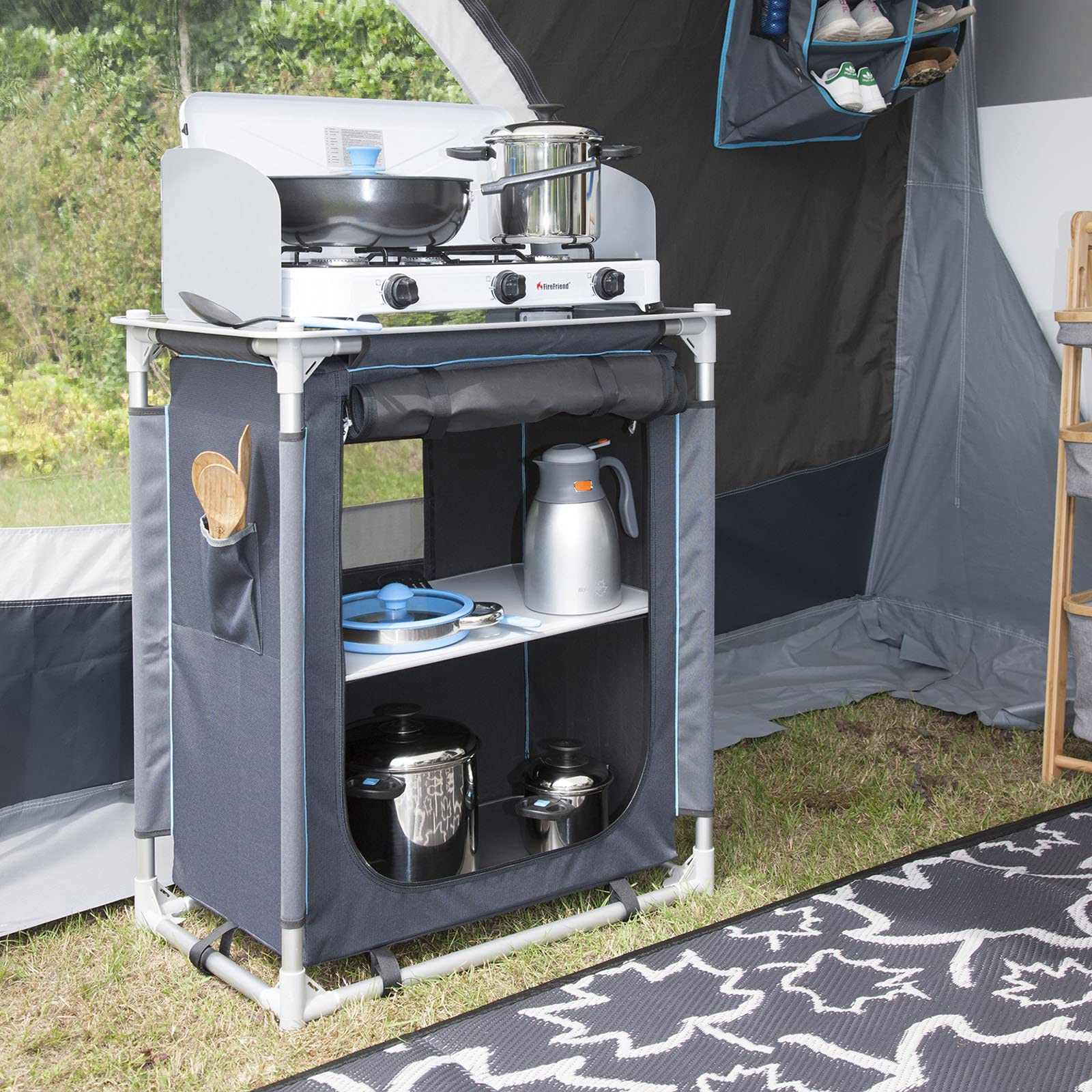 Bo-Camp Moraine składane pudełko na kemping, do kuchni, ochrona przed wiatrem, aluminium