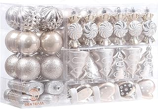 Sea Team 77-Pack Assorted Shatterproof Christmas Balls Christmas Ornaments Set Decorative Baubles Pendants with Reusable Hand-held Gift Package for Xmas Tree (Champagne)