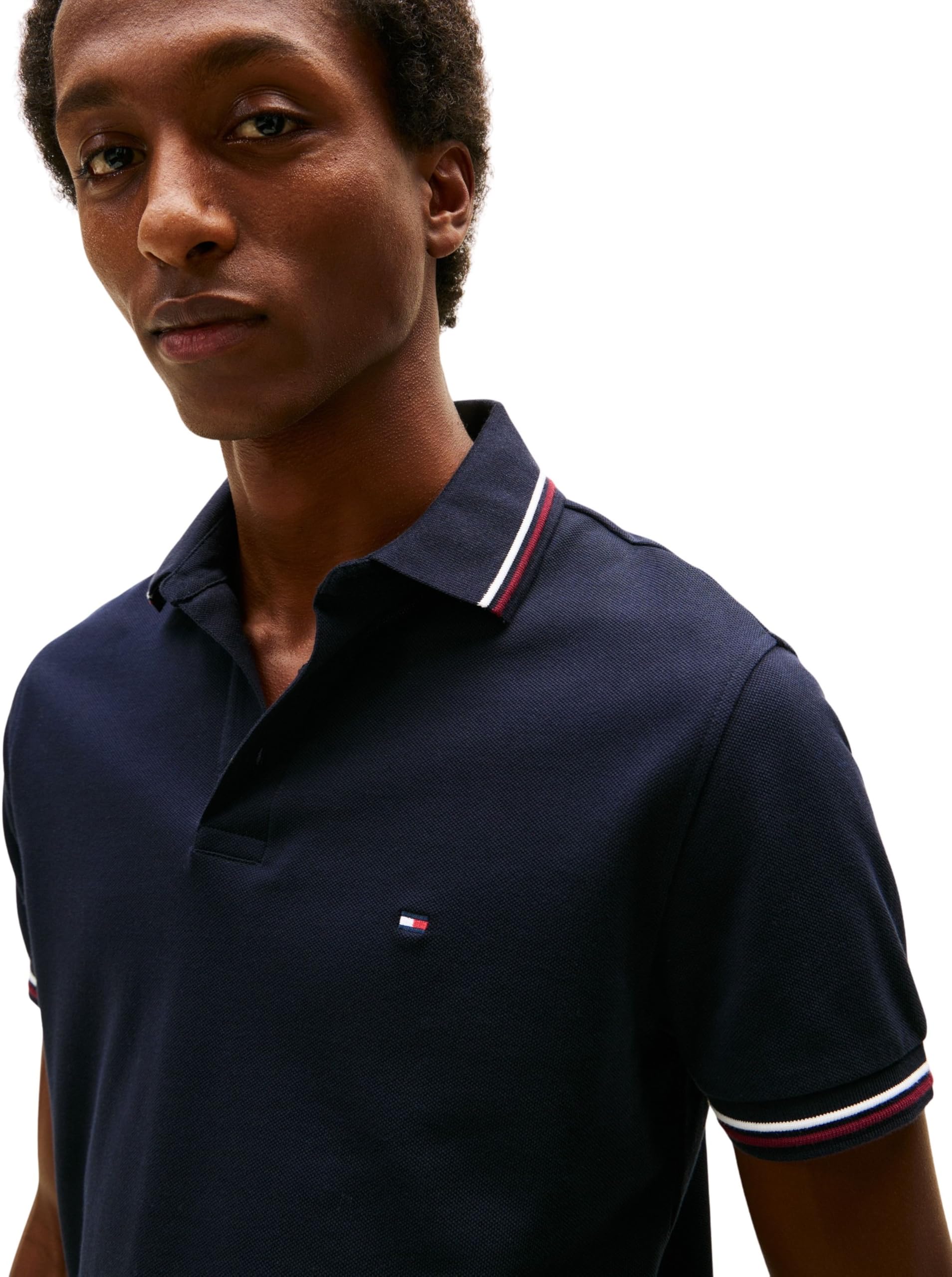 Tommy Hilfiger Tipped Slim Fit Polo Mw0mw37346 Polo S/S Unisex - Adulto (Pacco da 1)