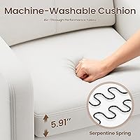 Vista 8 de Silla de acento para sala de estar, sillón moderno tapizado en lino, silla de sofá lateral de tela con estructura de madera con mesa plegable, 2