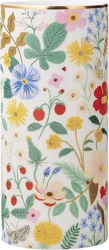 RIFLE PAPER CO. Strawberry Fields - Jarrón de porcelana para decoración de habitación y hogar, ilumina una sala de estar, mesa de cocina o granja,