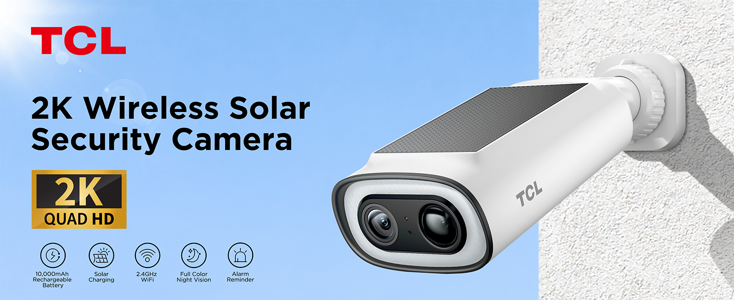 Amazon.com : TCL 2K Solar Security Camera B1, Wireless Outdoor Wi