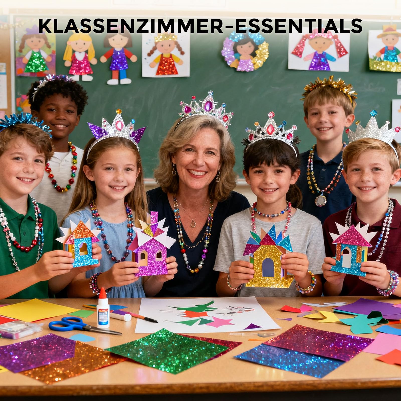 Image secondaire de Lot de 20 Feuilles de Papier Pailleté A4 - Multicolore pour Bricolage