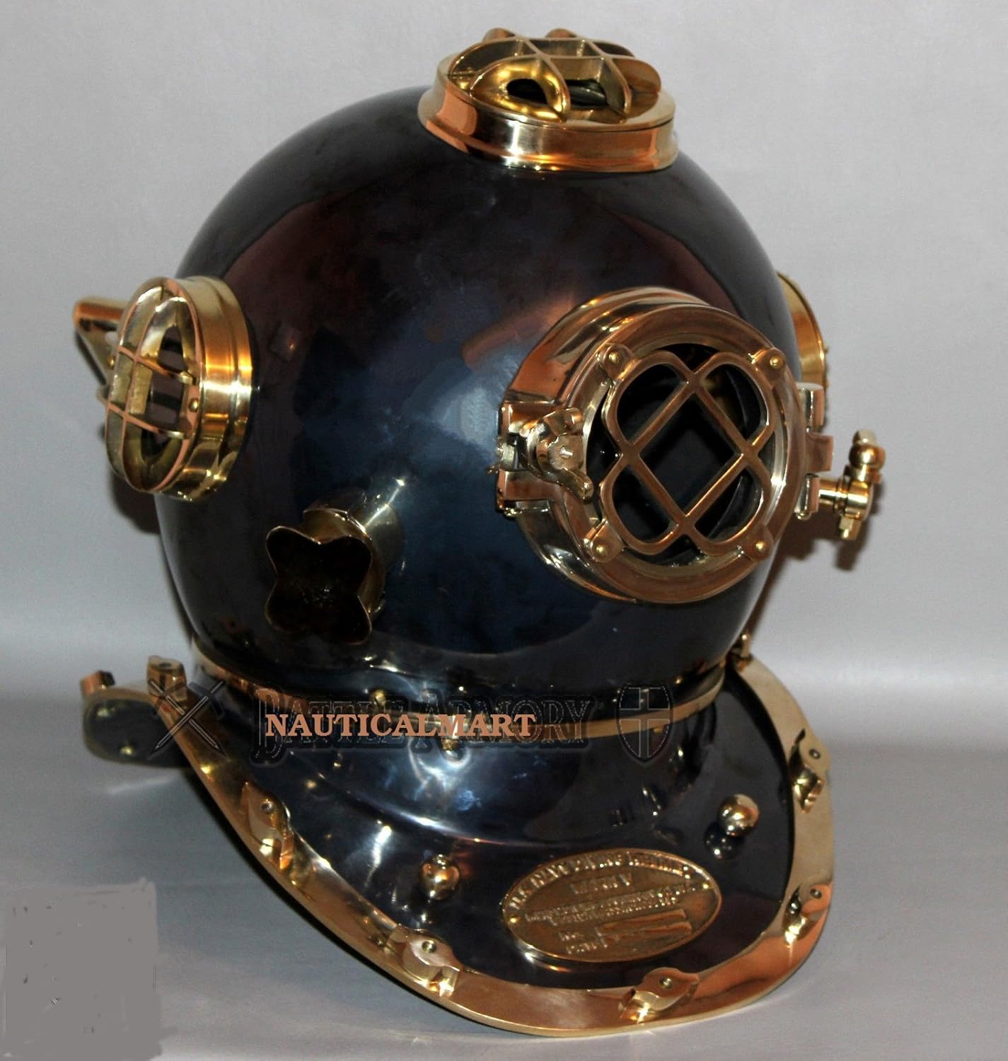 Nauticalmart Vintage U.S Navy Mark V Model Diving Divers Helmet Full Brass 18 Inch