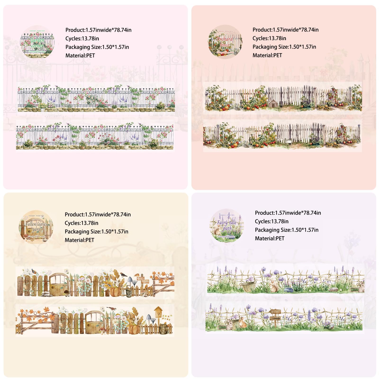 Cinta PET para diarios y scrapbooking, 6 rollos Washi Tape cinta washi decorativa pre-cortada Masking Tape para journaling bíblico, scrapbooking,Decorar Regalos de tarjetas y álbumes de fotos