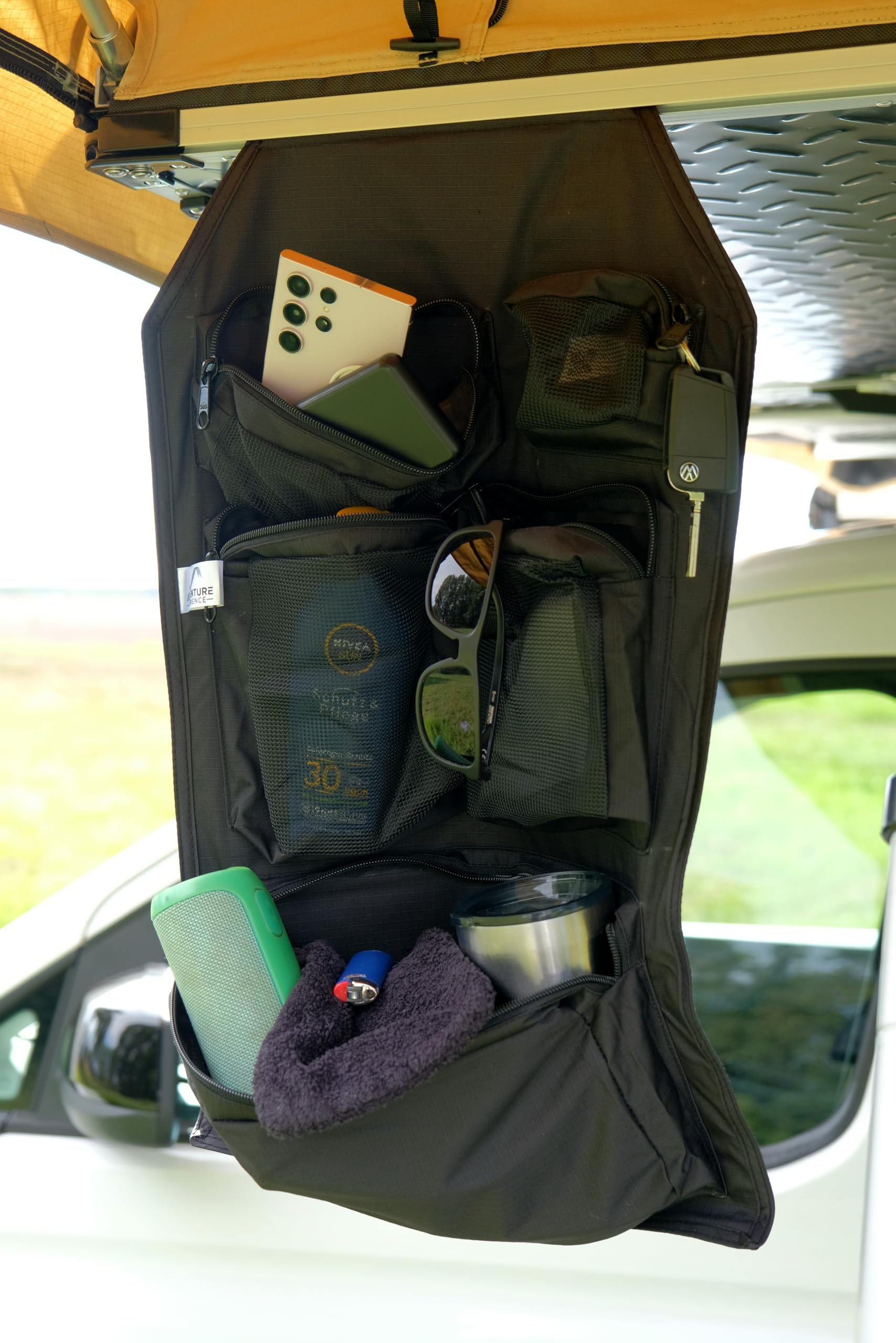 PKW Dachzelt Organizer für die Kederleiste, Auto Dachzelt Gadgets und Camping Zubehör, Dachzelt Zubehör, Universell für Dachzelte