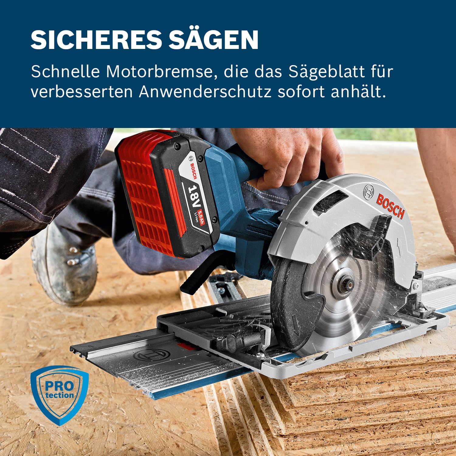 Bosch Professional 18V System Akku Kreissäge GKS 18V-57 G (Sägeblatt-Ø: 165mm, Schnitttiefe: 57 mm, inkl. L-BOXX, ohne Akku/Ladegerät)