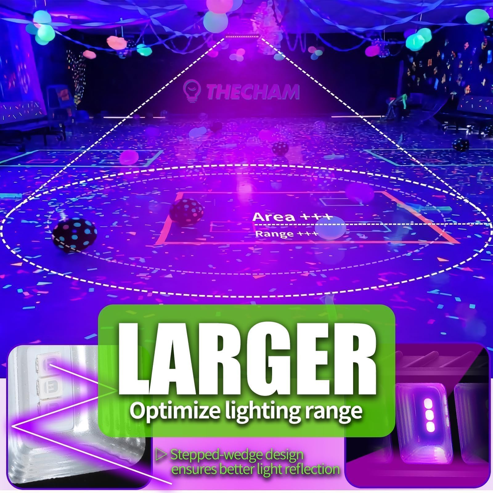 THECHAM 42W LED Black Light Bar, IP66 Waterproof Blacklight Bar with 6ft Cord+Plug+Switch, Black Lights for Glow Party, Fluorescent Poster, Body Paint, Birthday, Halloween, Bedroom, Classroom