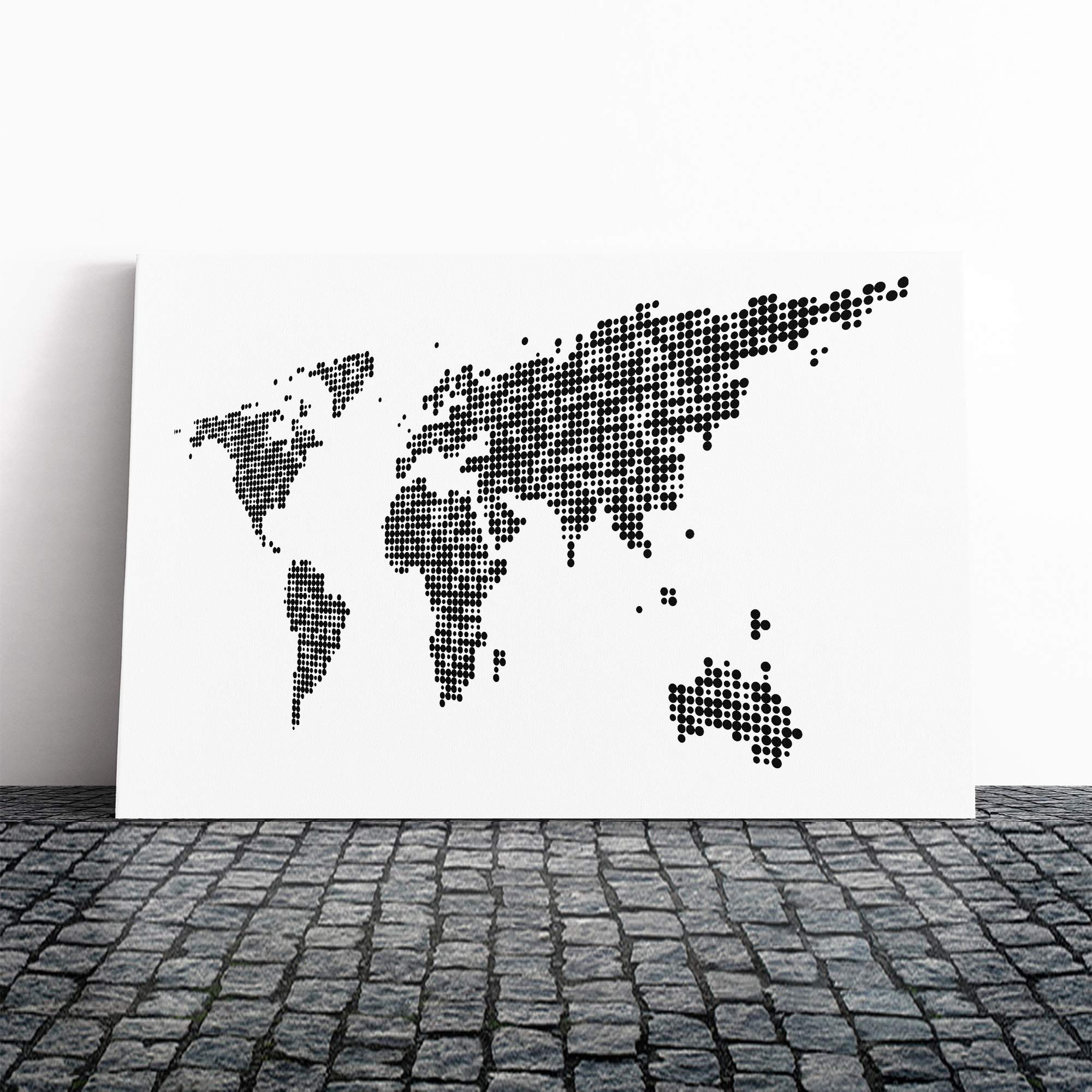 World Map (3) Canvas Print | Gallery Wrapped 30mm Frame Wall Art | 24x16 inches | Ready to Hang | Modern Maps Picture | Living Room Bedroom Lounge Office