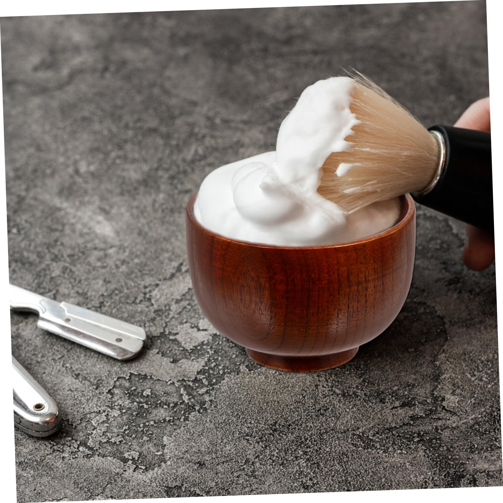 DOITOOL Wooden Shaving Soap Bowl Men's Shaving Cup Lather Bowl Smooth Soap Mug Present
