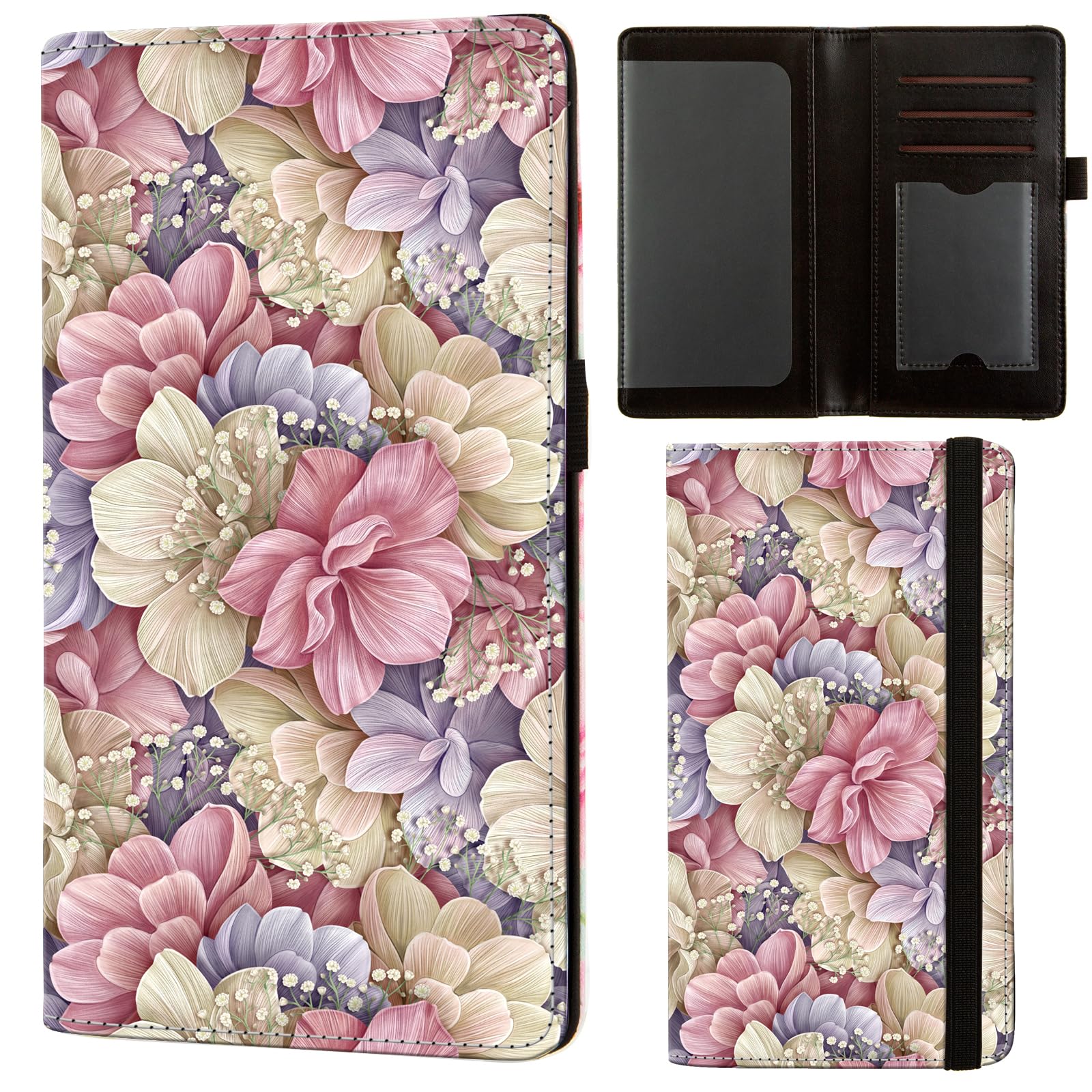 ANNAMISSI checkbook cover,Checkbook Cover for Duplicate Checks,RFID Checkbook Register Cute Wallet women Men Credit Card Holder (Pink Flower)