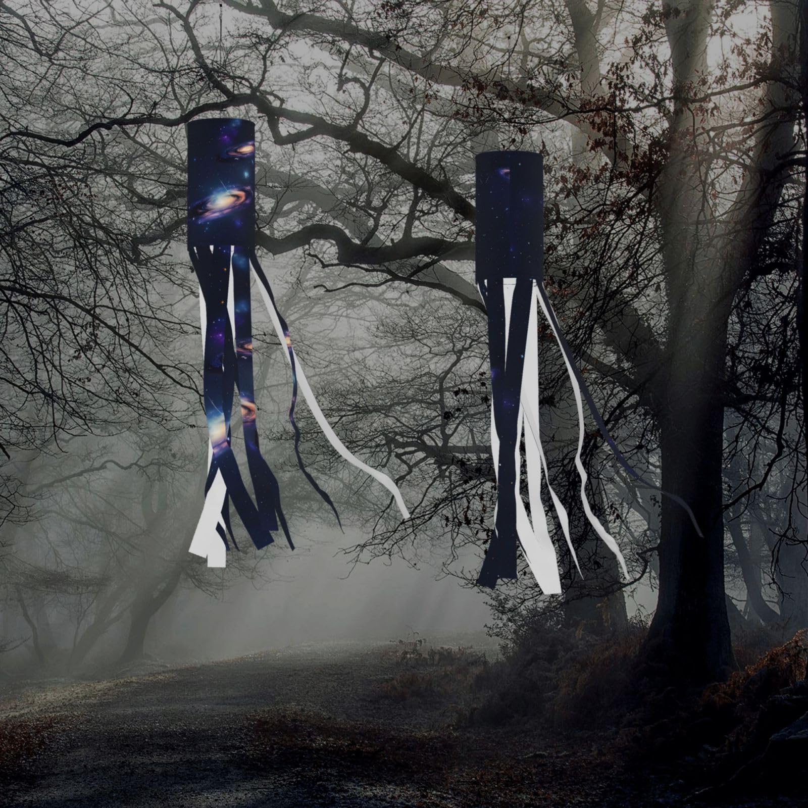 Solpex 2 Pezzi Calze A Vento Fantasma Di Halloween Con Luci LED – Decorazioni Spaventose Per Esterni E Giardino - 2