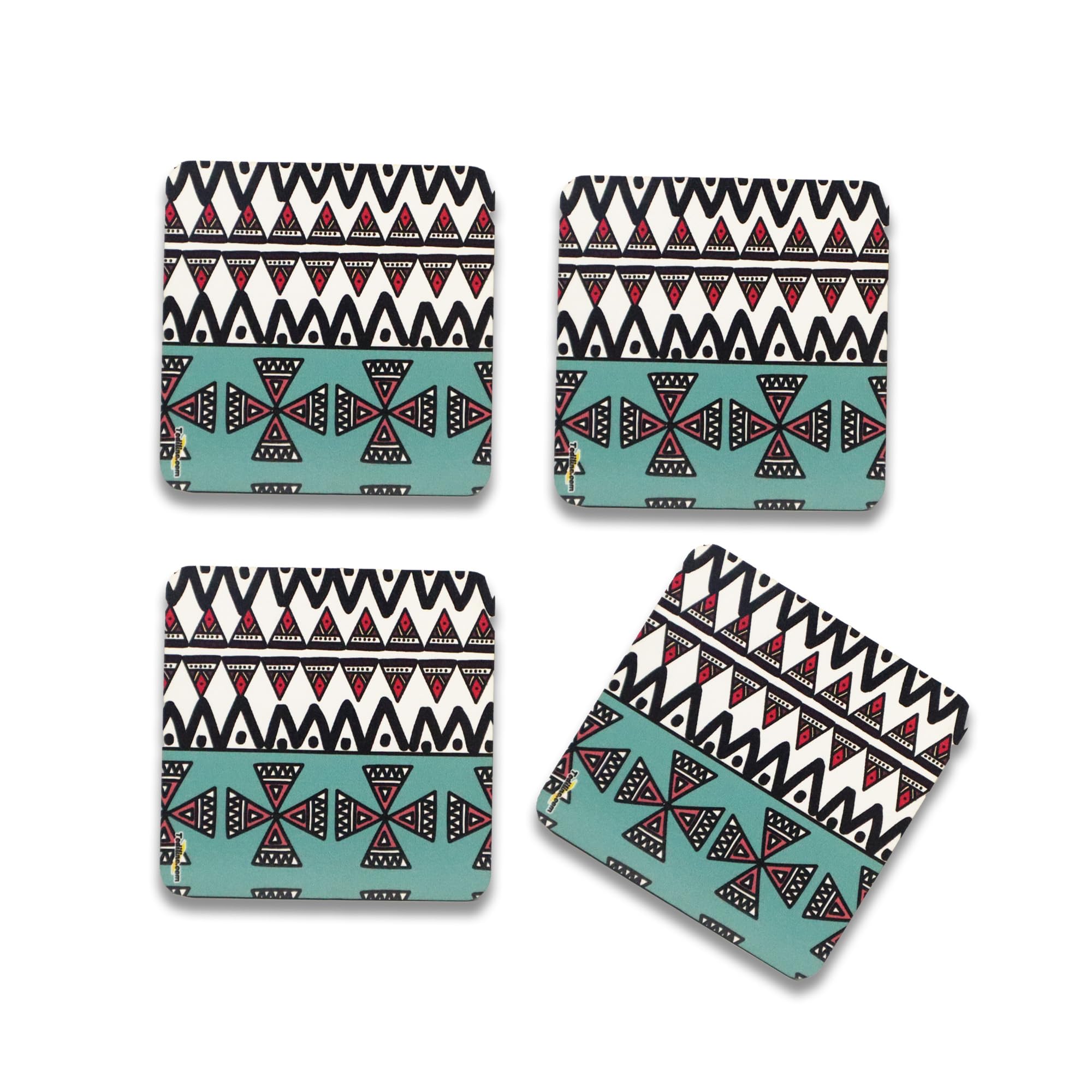 Tediline Coasters 4 Pack Square Medium Density Fibreboard Coaster Set (Pack of 4)