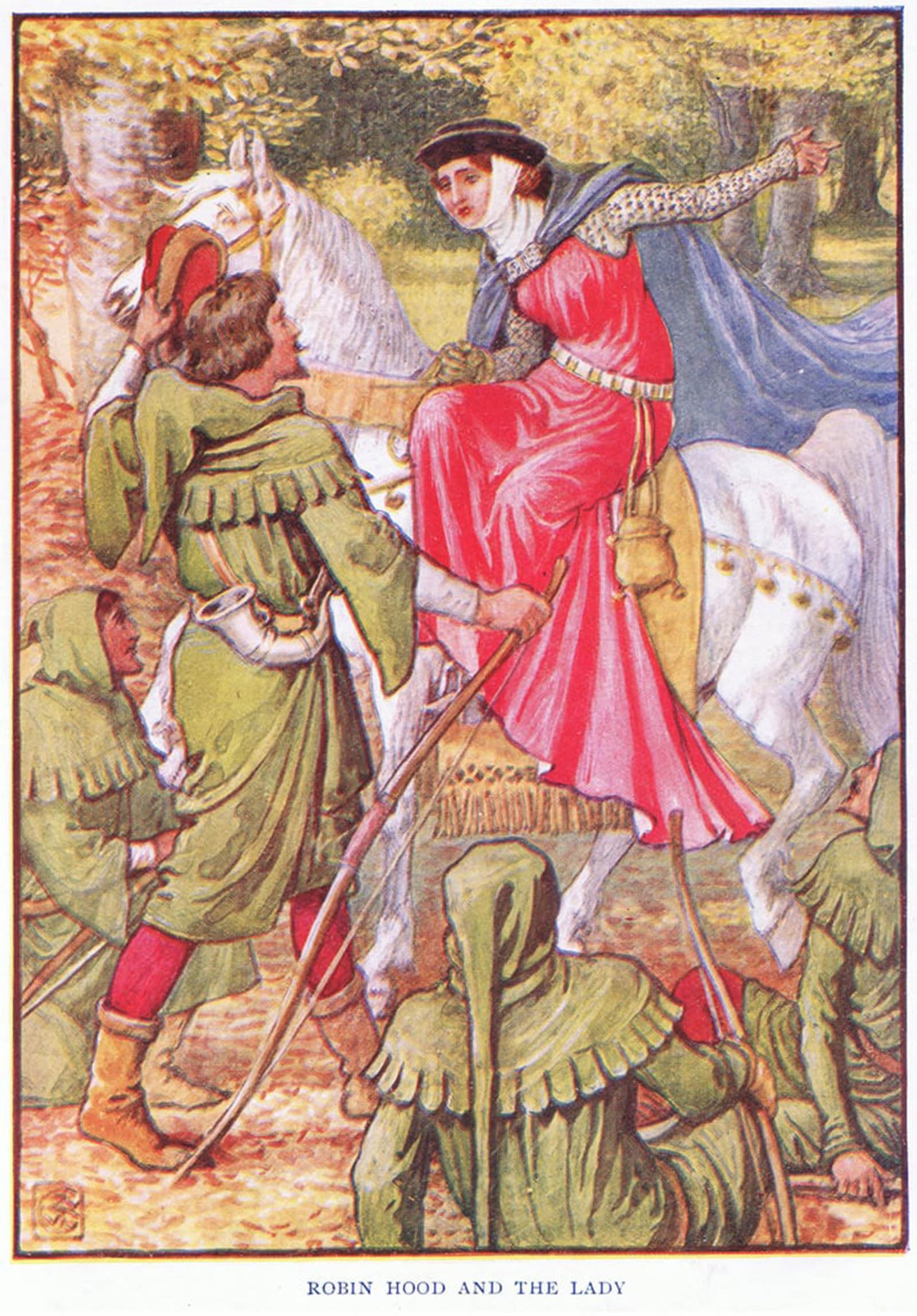 Artxlxxbn No Frame Famous Painting Canvas Artwork Graffiti Print Robin Hood And The Lady By Walter Crane Portrait Canvas Image For Home Decor 60X90cm