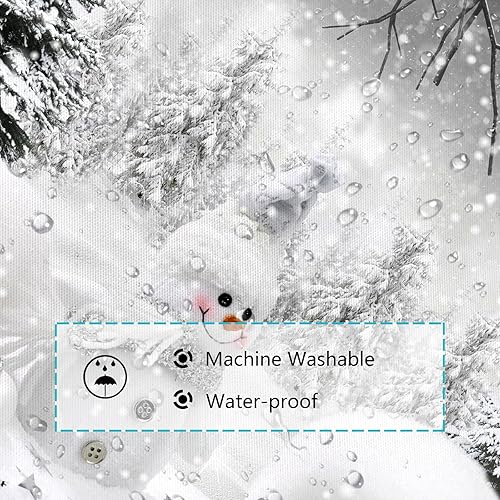 Miniatura 4 de Cortina de ducha de Feliz Navidad, muñeco de nieve de invierno, árbol de pino de Navidad, juego de cortina de baño blanco para ducha, cortina de