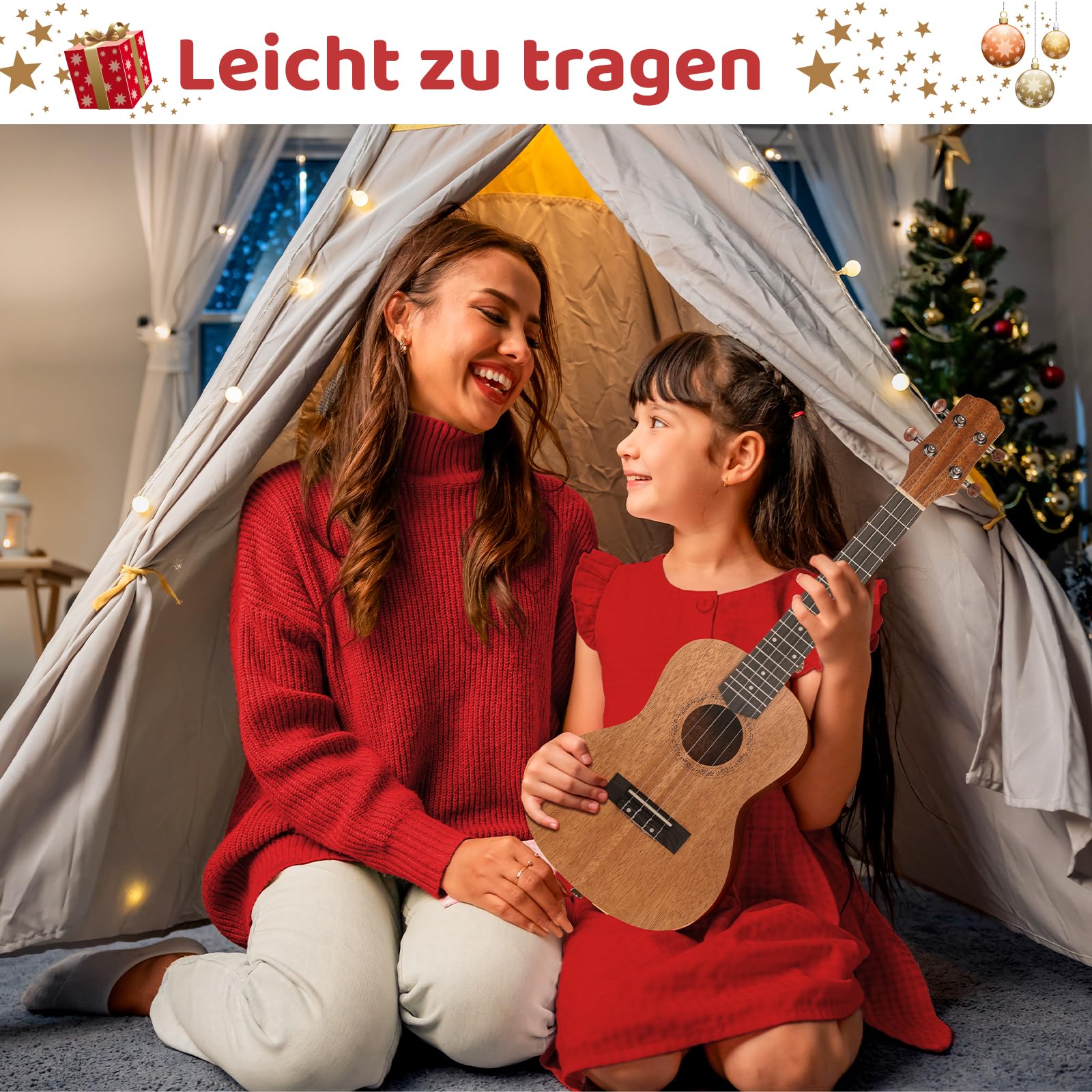 Ukulele Adulte Enfants,Ukulélé Guitare Adulte 21 Pouces,Ukulele Concert Guitare Acoustique,Ukulele Soprano en Bois d'acajou avec Cordes et Sac Transport,Guitare pour Enfants à Partir 6 ans, Marron