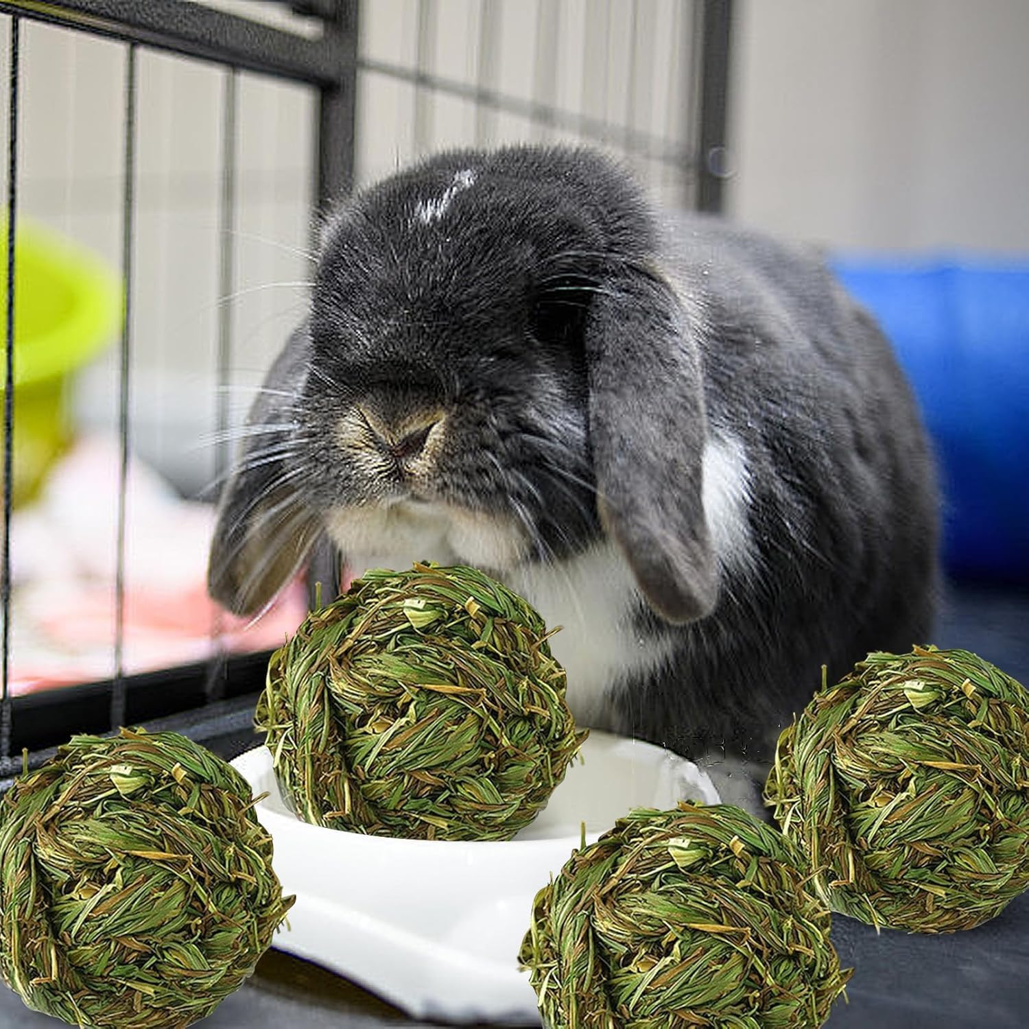 ZONGHUN Bunny Grass Toy 4 Pcs Natural Timothy Grass Guinea Pig Toys Rabbit Chew Toys Hamster Ball timothy hay for Rabbits Hamster Guinea Pigs Gerbils - Image 4