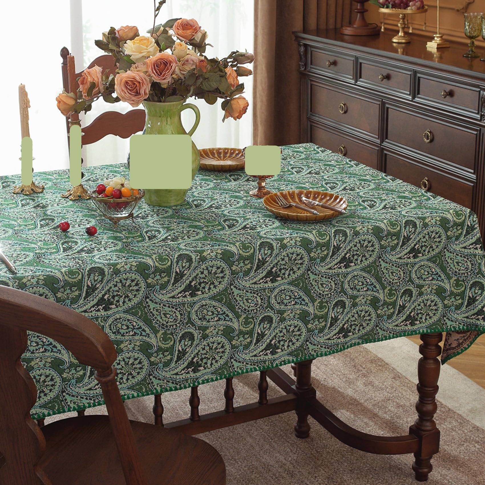 JUXDZISHW Floral Rectangle Tablecloth Farmhouse Vintage Flower Print Table Cloth