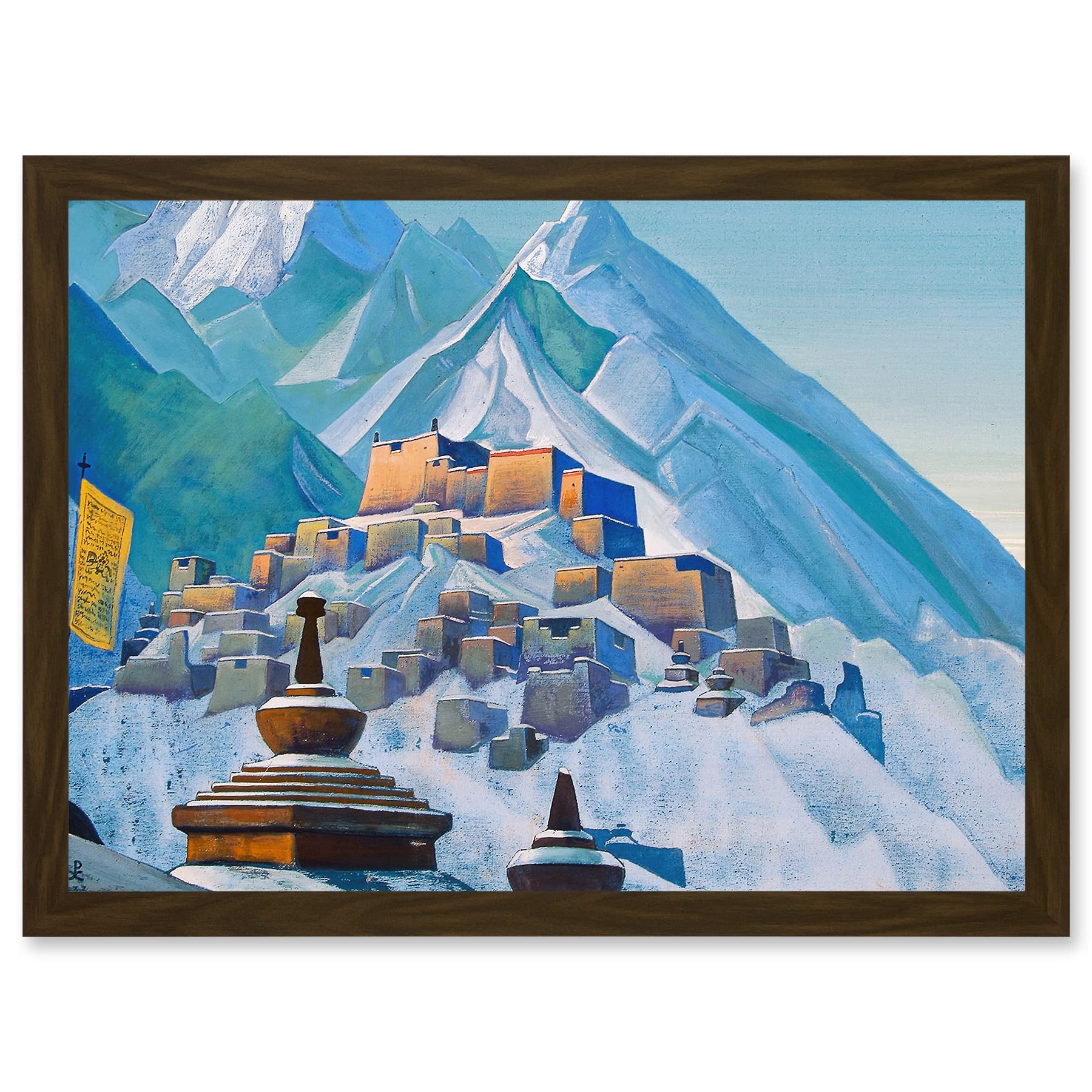 Artery8 Roerich Tibet Himalayas Symbolist Mountain Landscape Painting Artwork Framed Wall Art Print A4