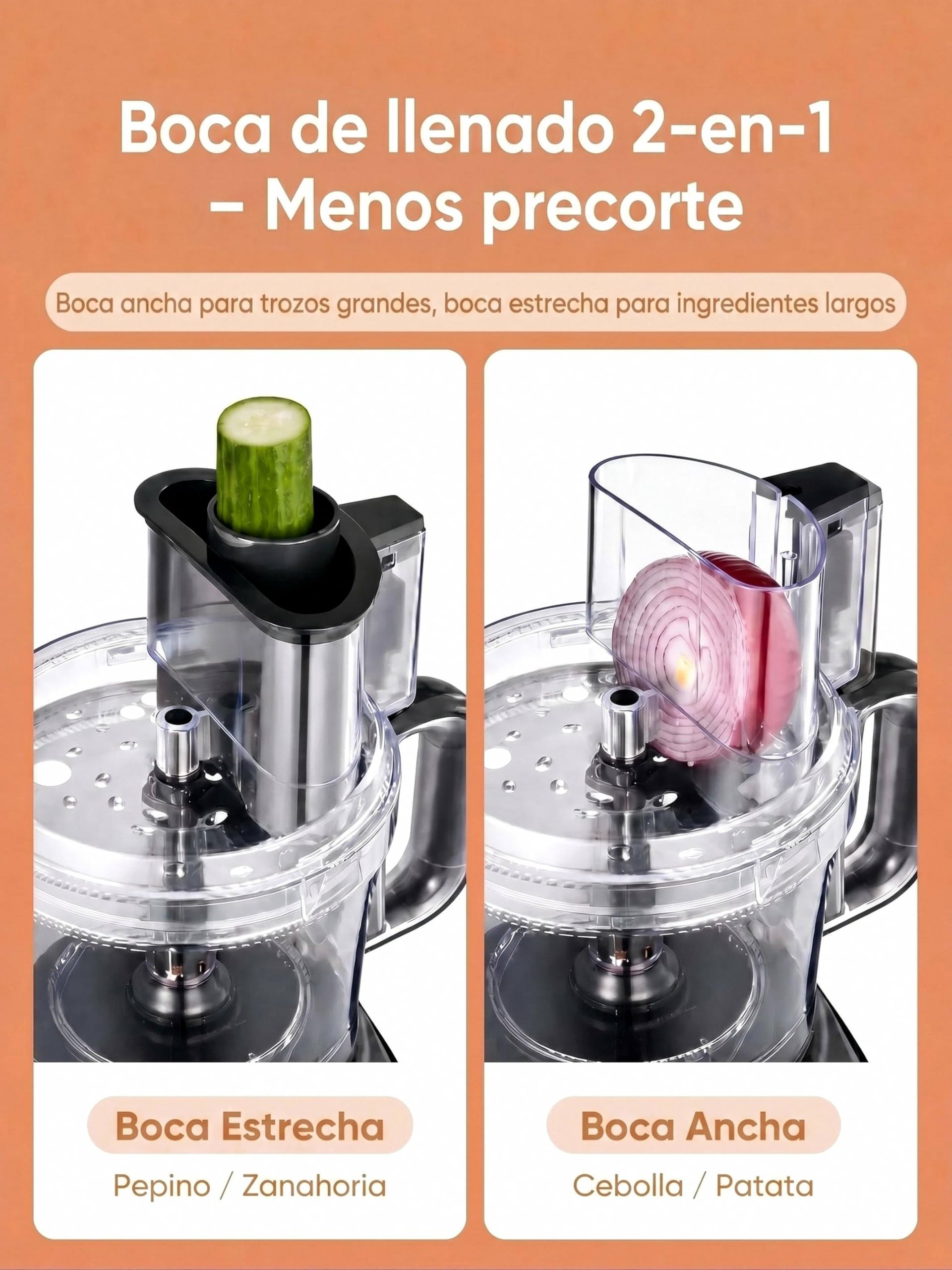 FOHERE Procesador de alimentos, 12 tazas, 2 en 1, picador de verduras y picadora de carne para picar, picar en dados, triturar, puré y amasar masa, acero inoxidable