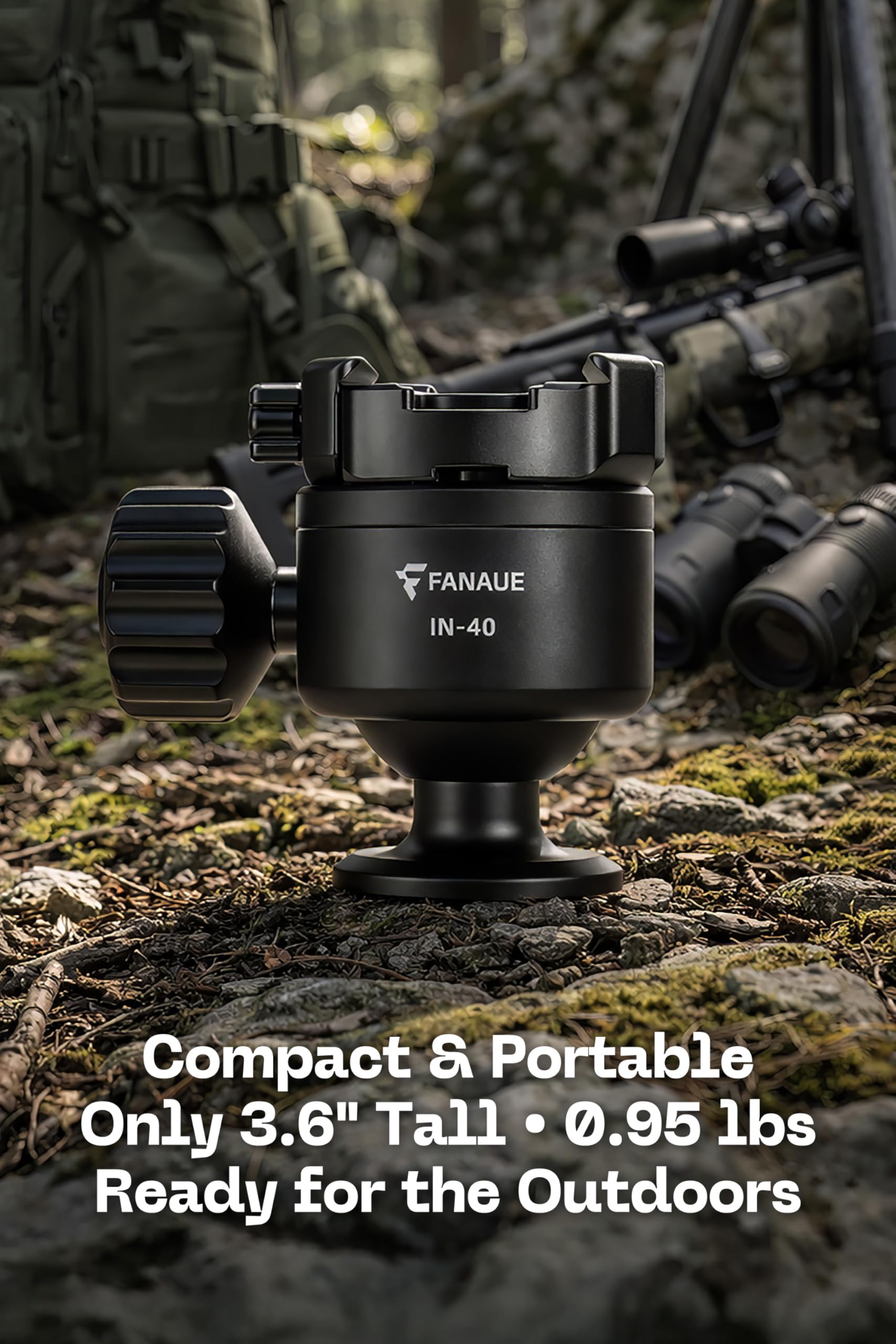FANAUE IN-40T Testa fluida per treppiede, a basso profilo, 40 mm, testa a sfera compatibile con Arca Swiss/RRS, testa a sfera con filettatura da 3/8" con piastra a sgancio rapido per monopiede, DSLR