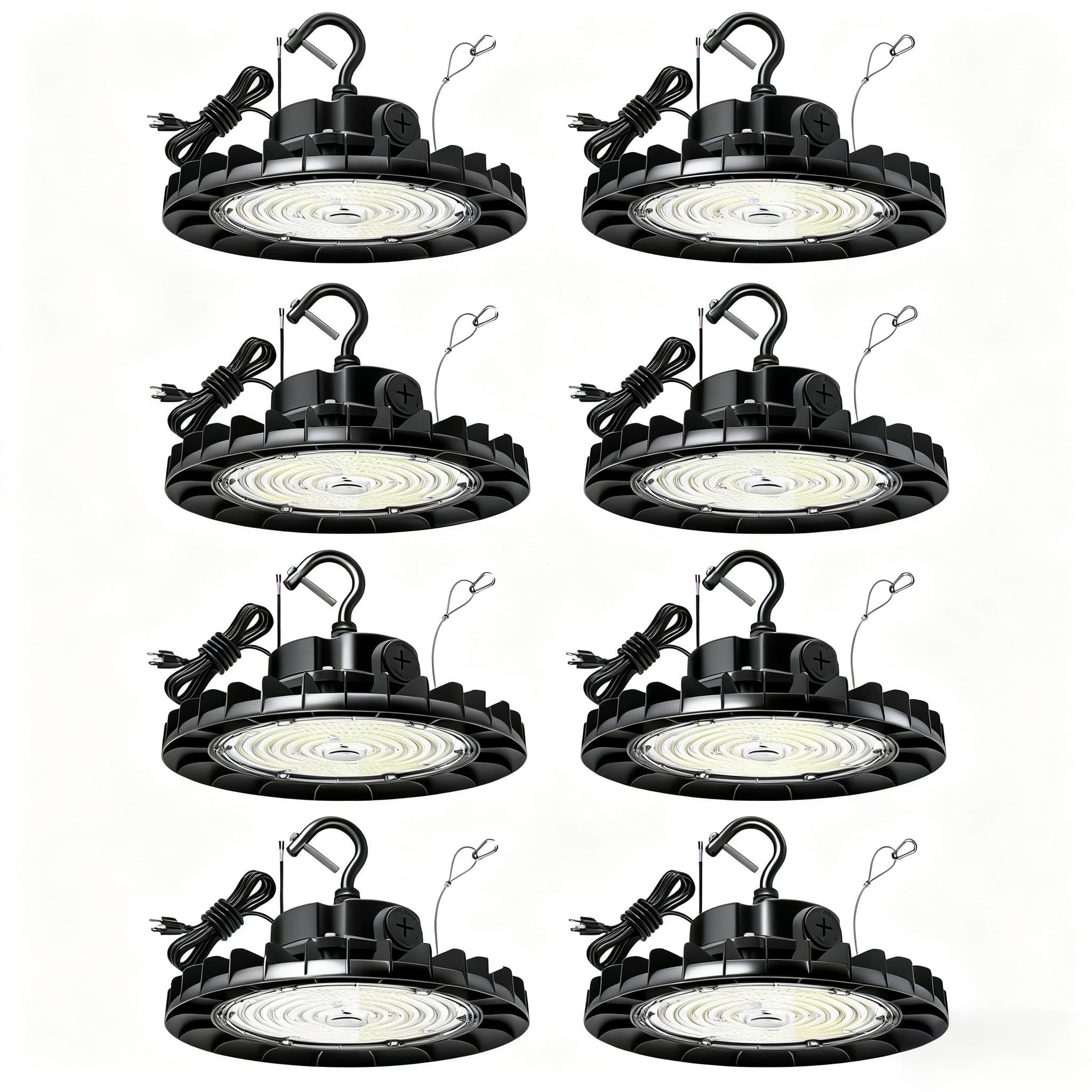 UFO LED High Bay Lights Dimmable 200W 28000LM 150W 120W Switchable 5000K Daylight Commercial Highbay Lighting ETL for