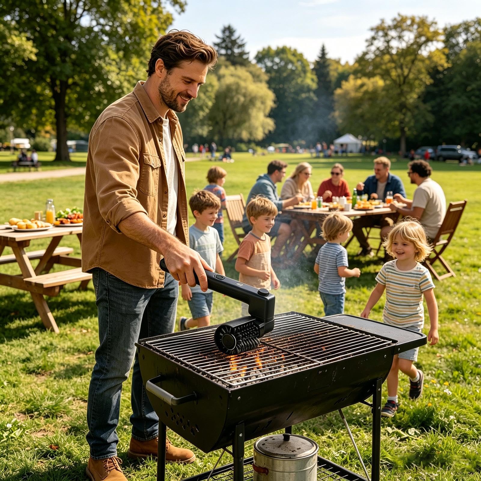 Spazzola elettrica da griglia Pulitore-Strofinatore Potente per Barbecue | Spazzola Da Griglia Per interni, esterni, ristoranti, viaggi, cortile, picnic, campeggio