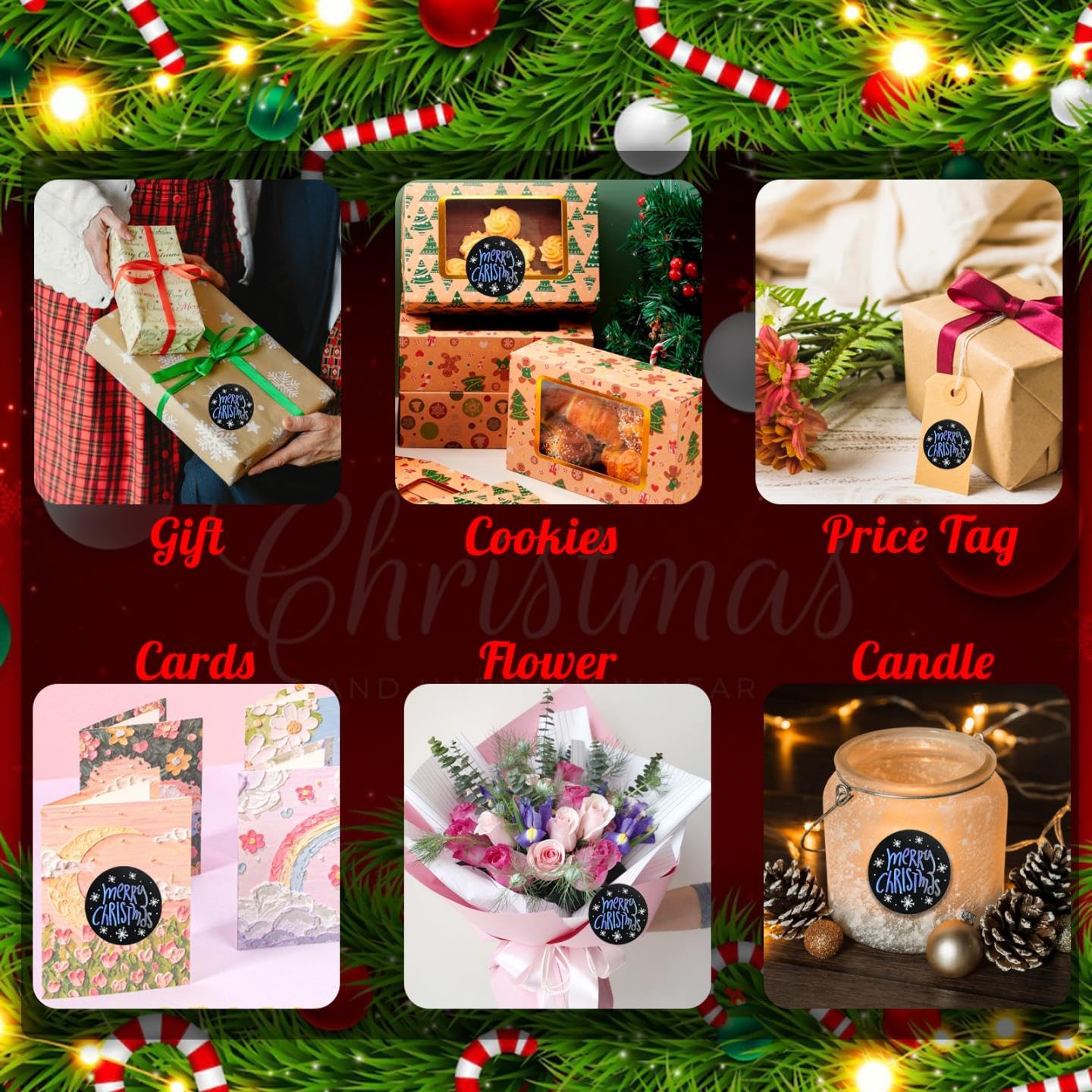 Christmas Stickers 500PCS - 1 Inch Round Shine Stickers For Holiday Crafts