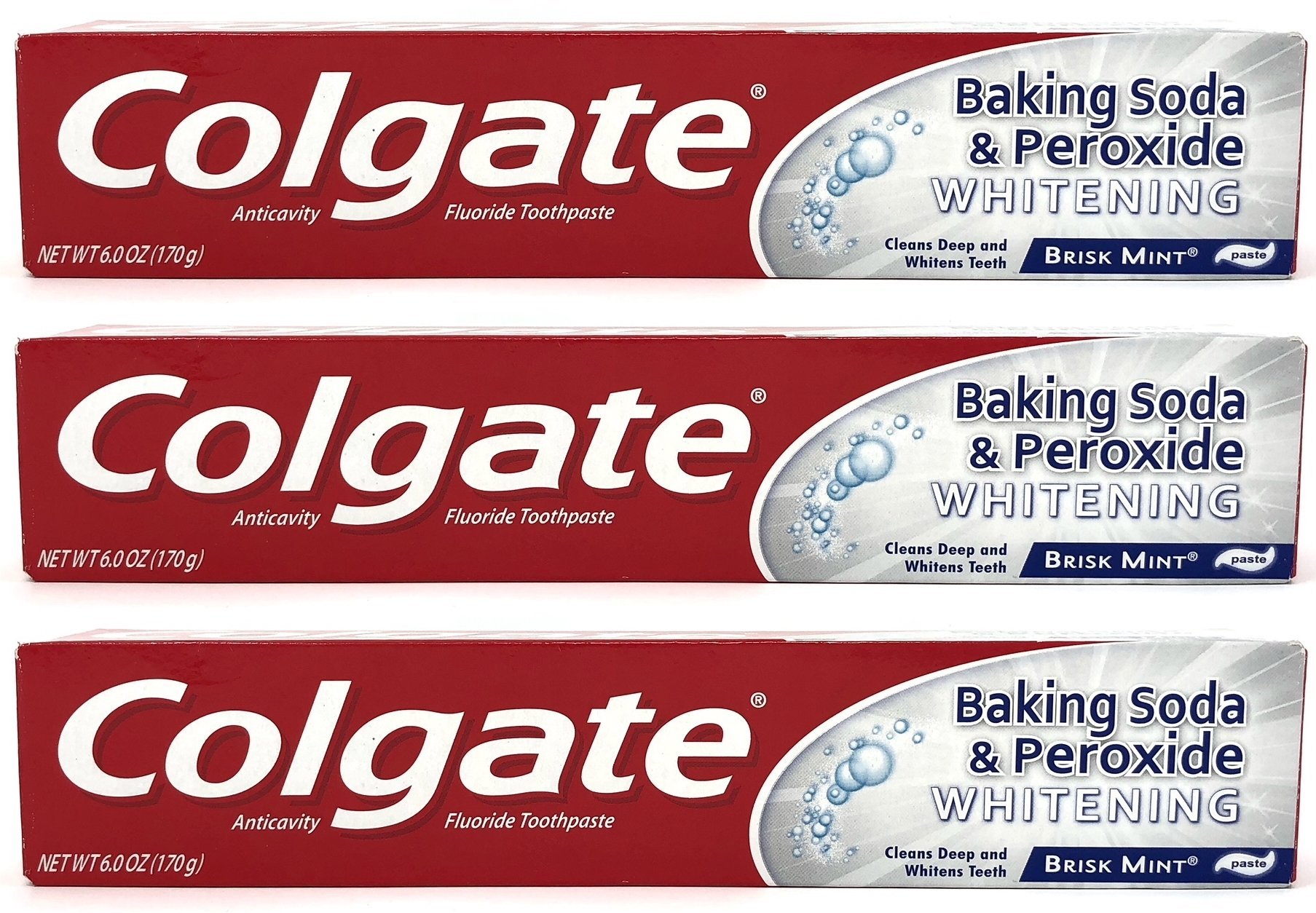 ColgateBaking Soda and Peroxide Whitening Toothpaste, Brisk Mint, 6 oz (Pack of 3)