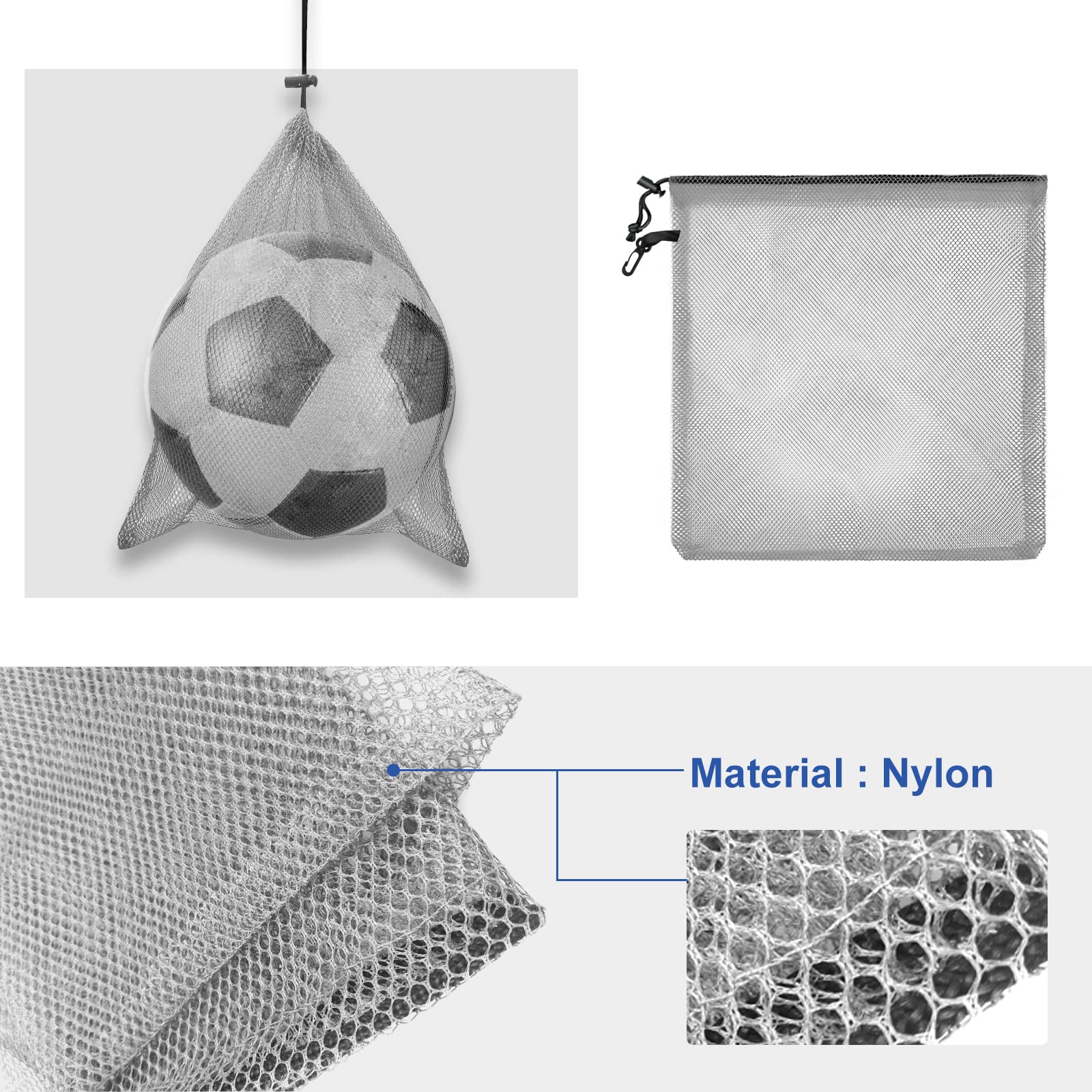 2 Mesh Trekkoordtas, Grote Mesh Trekkoordtassen Trekkoordorganizer Opbergzakken Zwarten Nylon Netzakken Voor Zwemmen Strand Zwembad (35x40cm