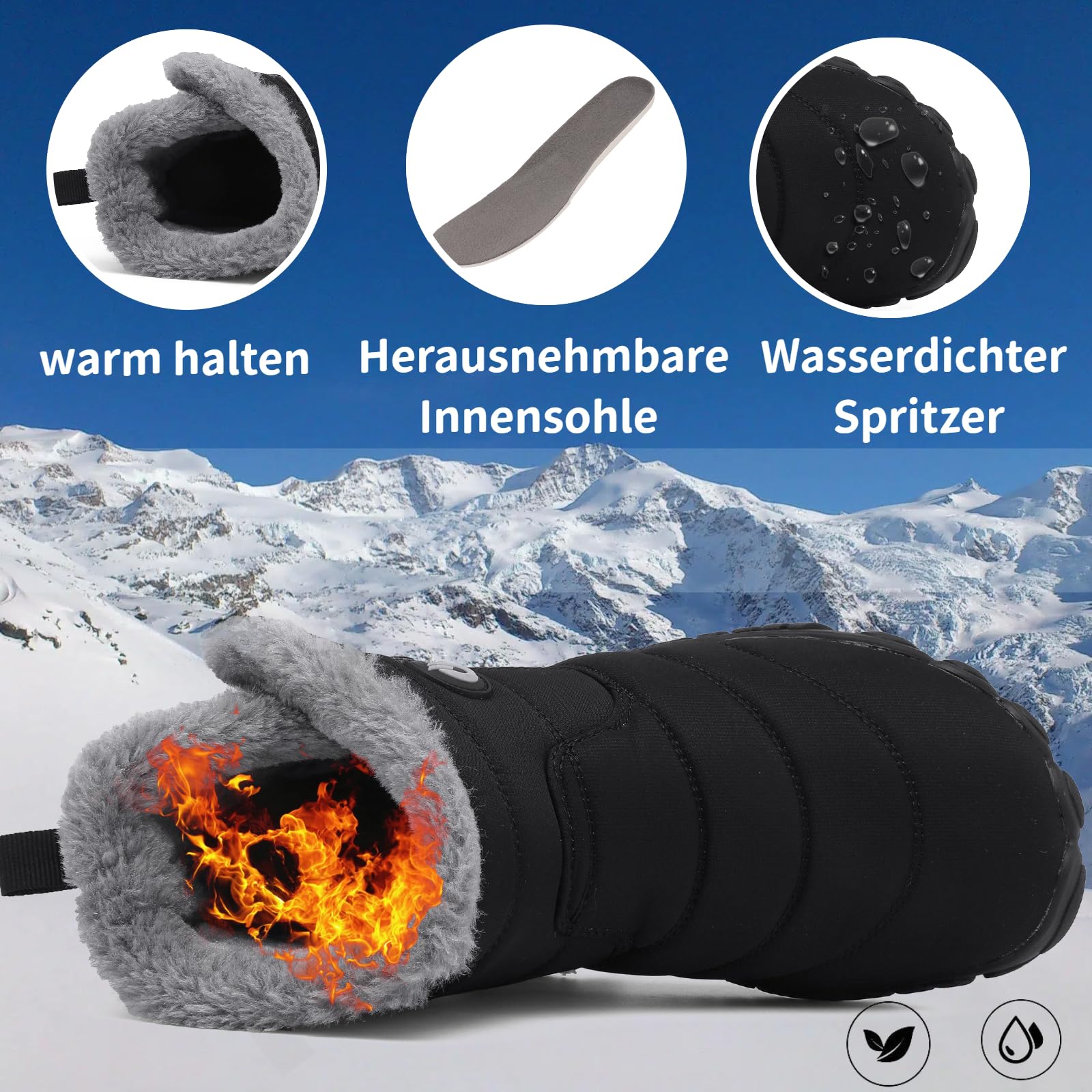 Stivali Donna Invernali Uomo Stivali da Neve Foderato Caldo Scarpe da Inverno Caldi Casual Camminate Antiscivolo Boots Impermeabili,Dimensione:36-46 EU