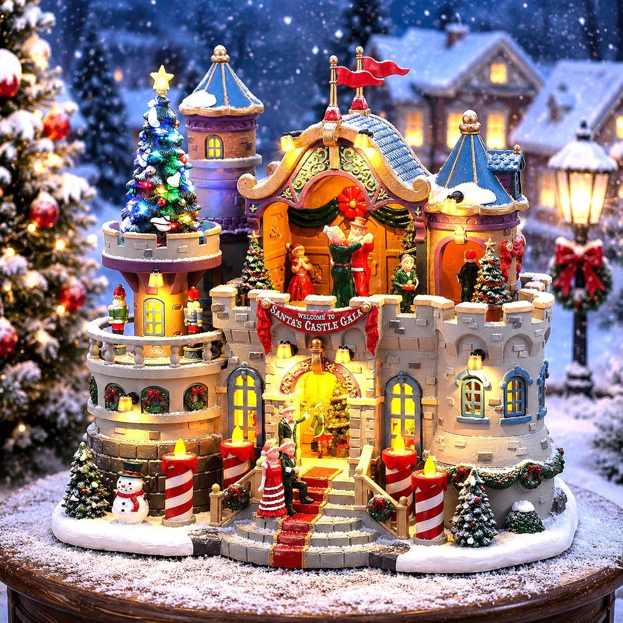 Lemax LED-beleuchtetes Gebäude „Santa's Castle Gala“ aus Harz H24,5 x 27,5 x 17 cm